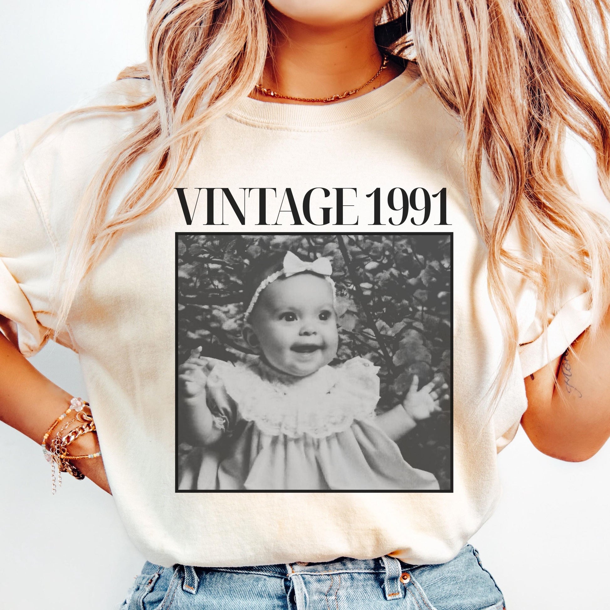 Personalized Birthday Photo Shirt, Custom Year Vintage Tee, Unique 30th & 40th Birthday Gift, 1995 Shirt