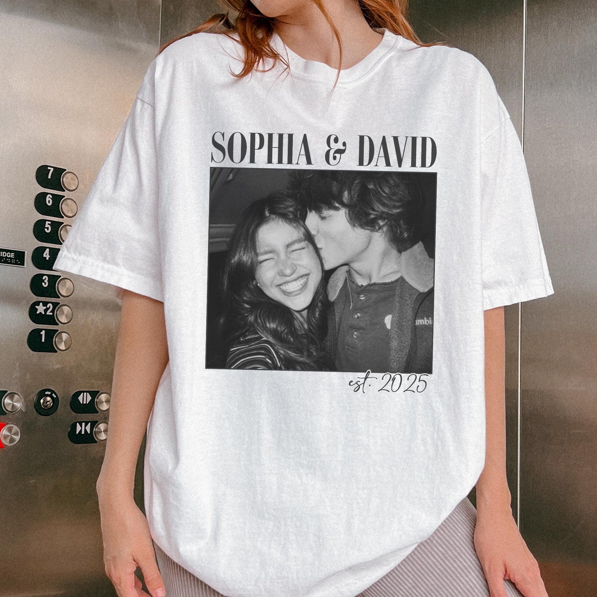 Personalized Couple Photo Shirt, Custom Engagement Picture Tee, Vintage Style Shirt, Wedding Anniversary Gift
