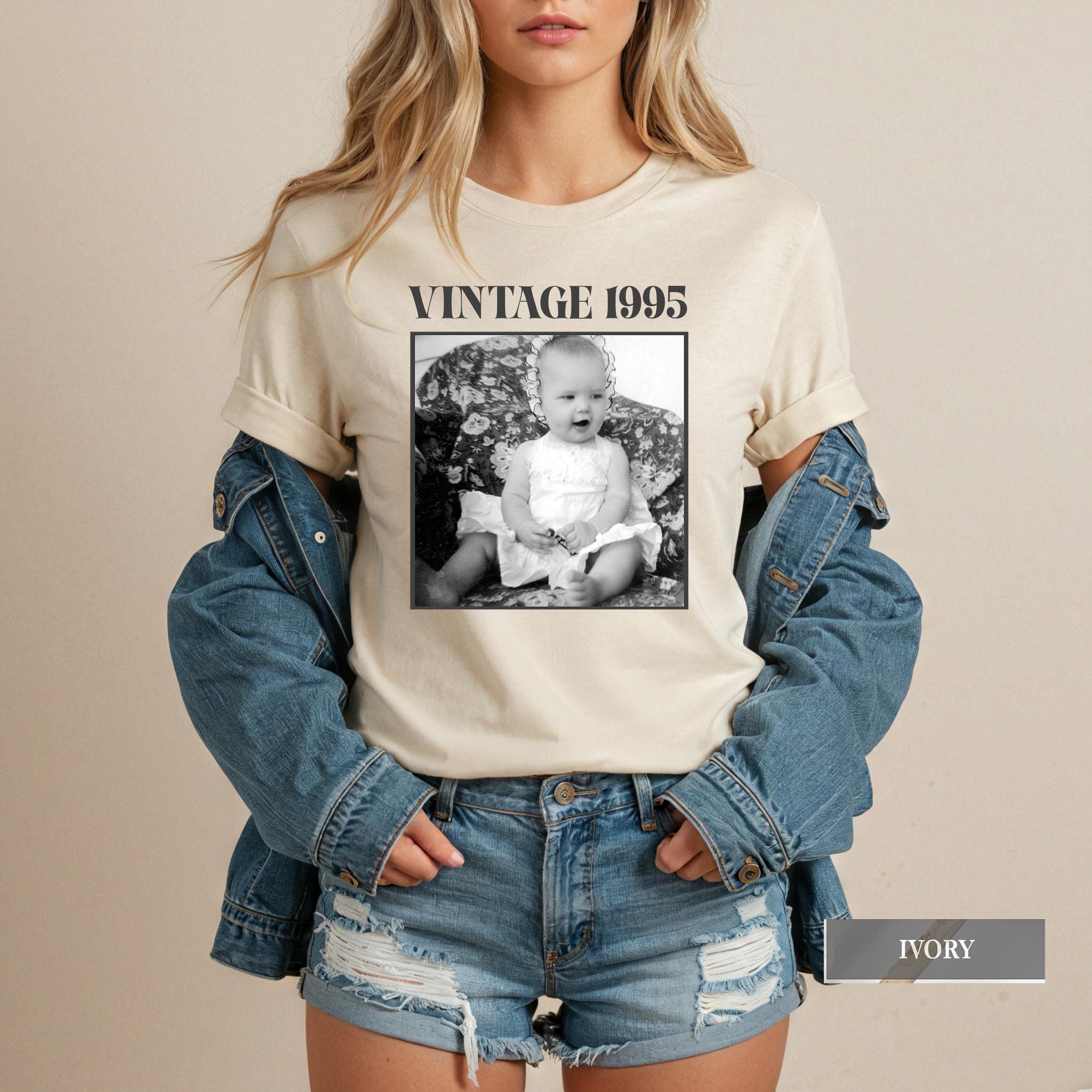 Personalized Photo Birthday Shirt, Vintage Black & White Picture Tee, Milestone 30th or 40th Gift