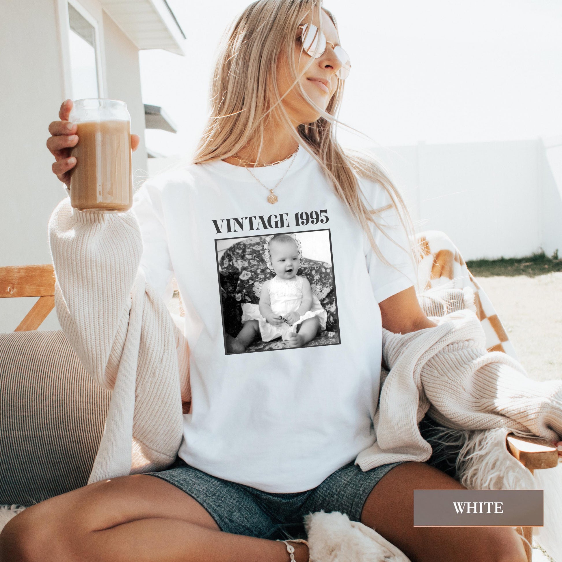 Personalized Photo Birthday Shirt, Vintage Black & White Picture Tee, Milestone 30th or 40th Gift