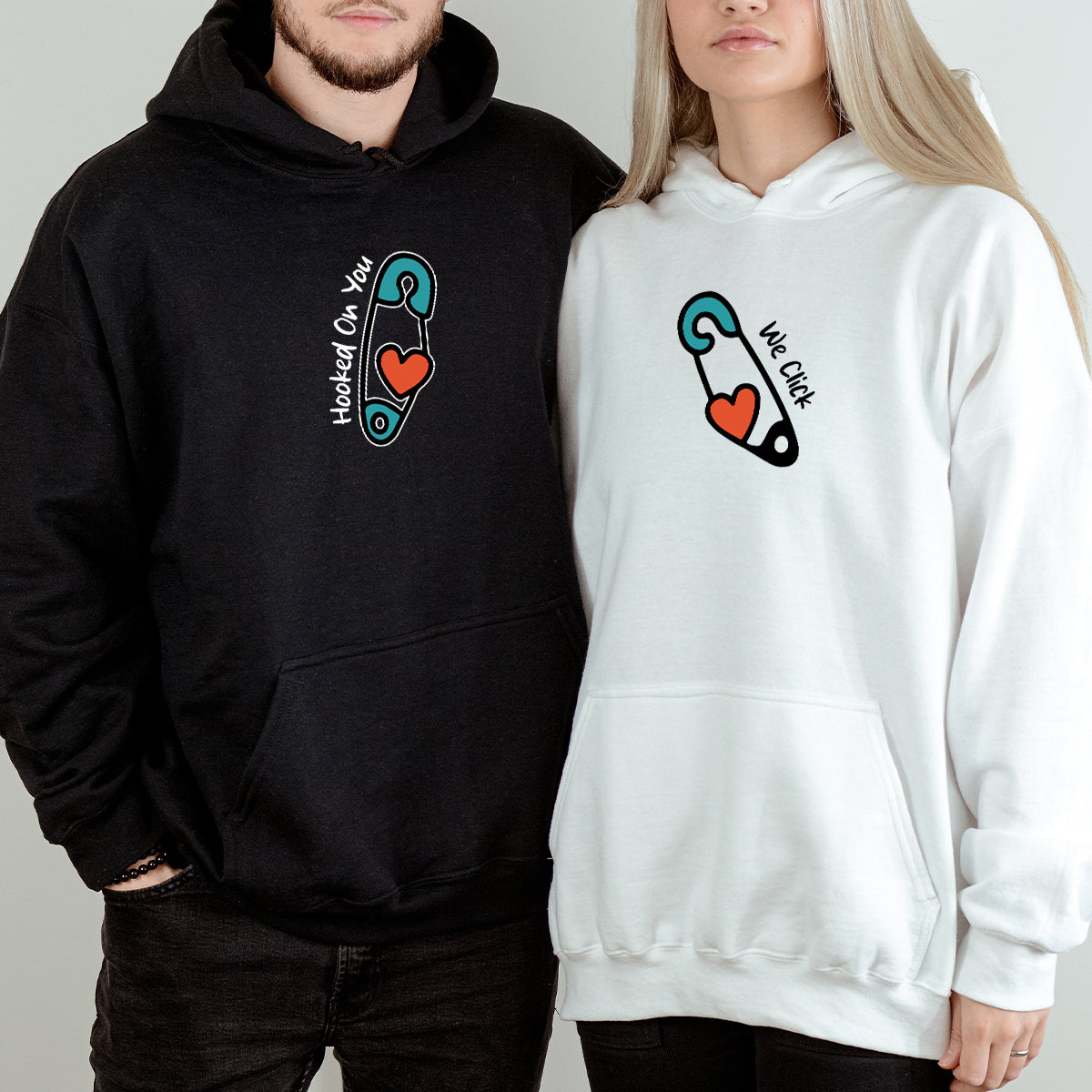 Pinned Heart Matching Hoodies For Couples