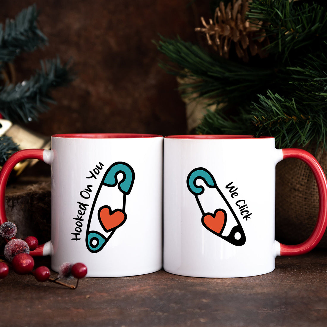 Pinned Heart Matching Mugs For Couples