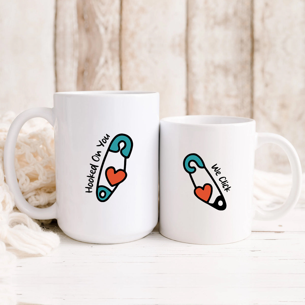 Pinned Heart Matching Mugs For Couples