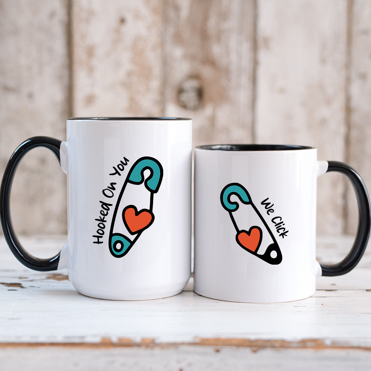 Pinned Heart Matching Mugs For Couples