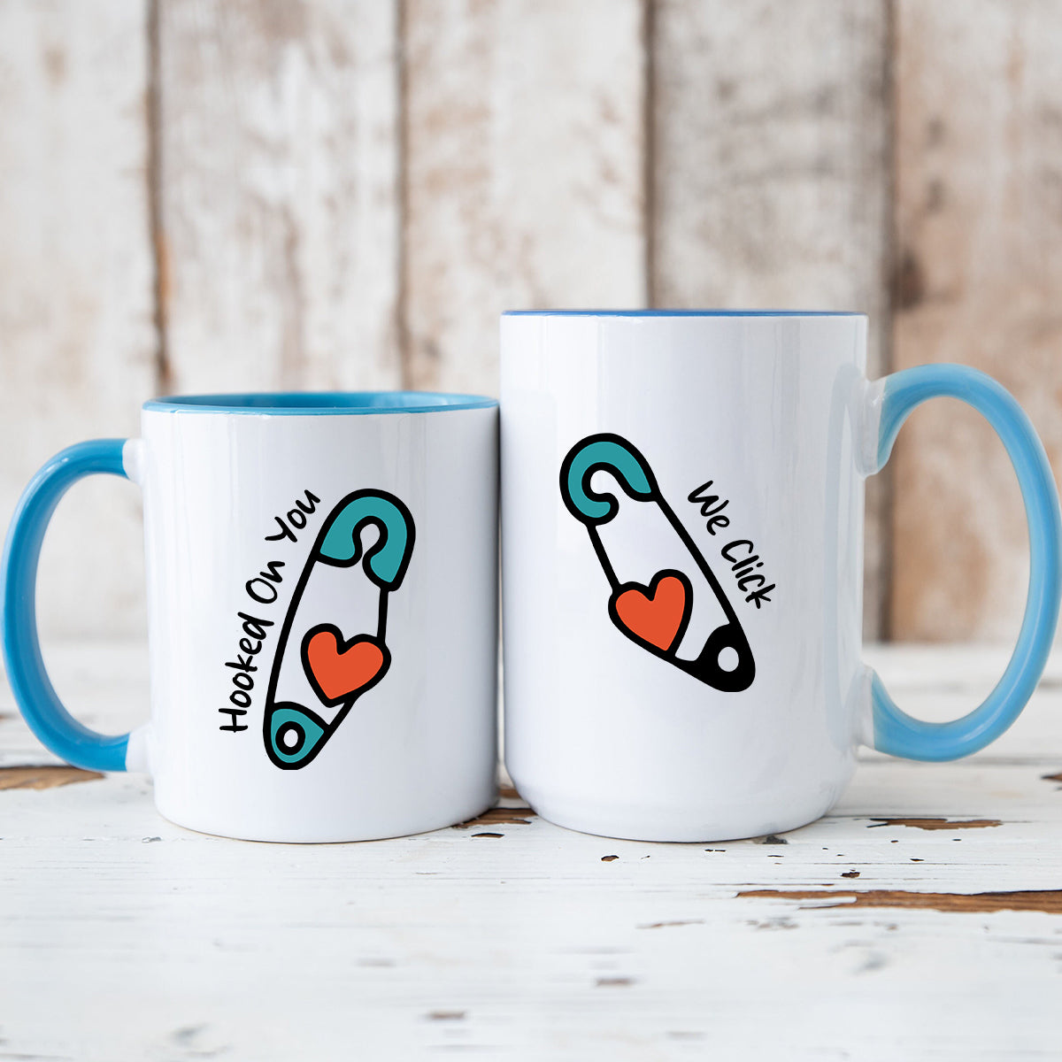 Pinned Heart Matching Mugs For Couples