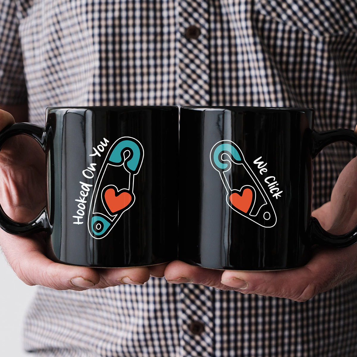 Pinned Heart Matching Mugs For Couples