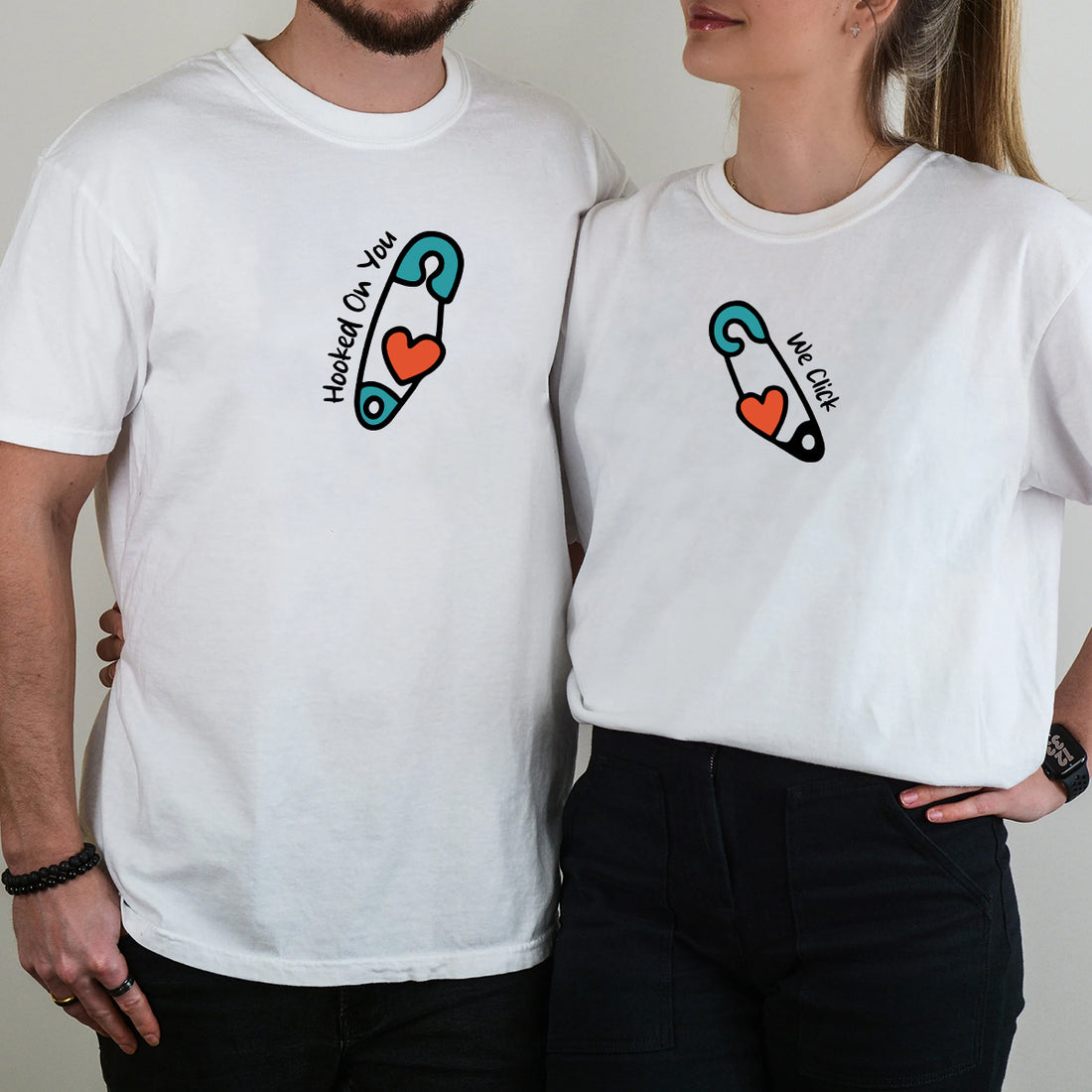 Pinned Heart Matching T-Shirts For Couples