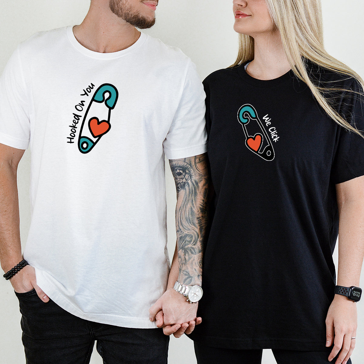Pinned Heart Matching T-Shirts For Couples