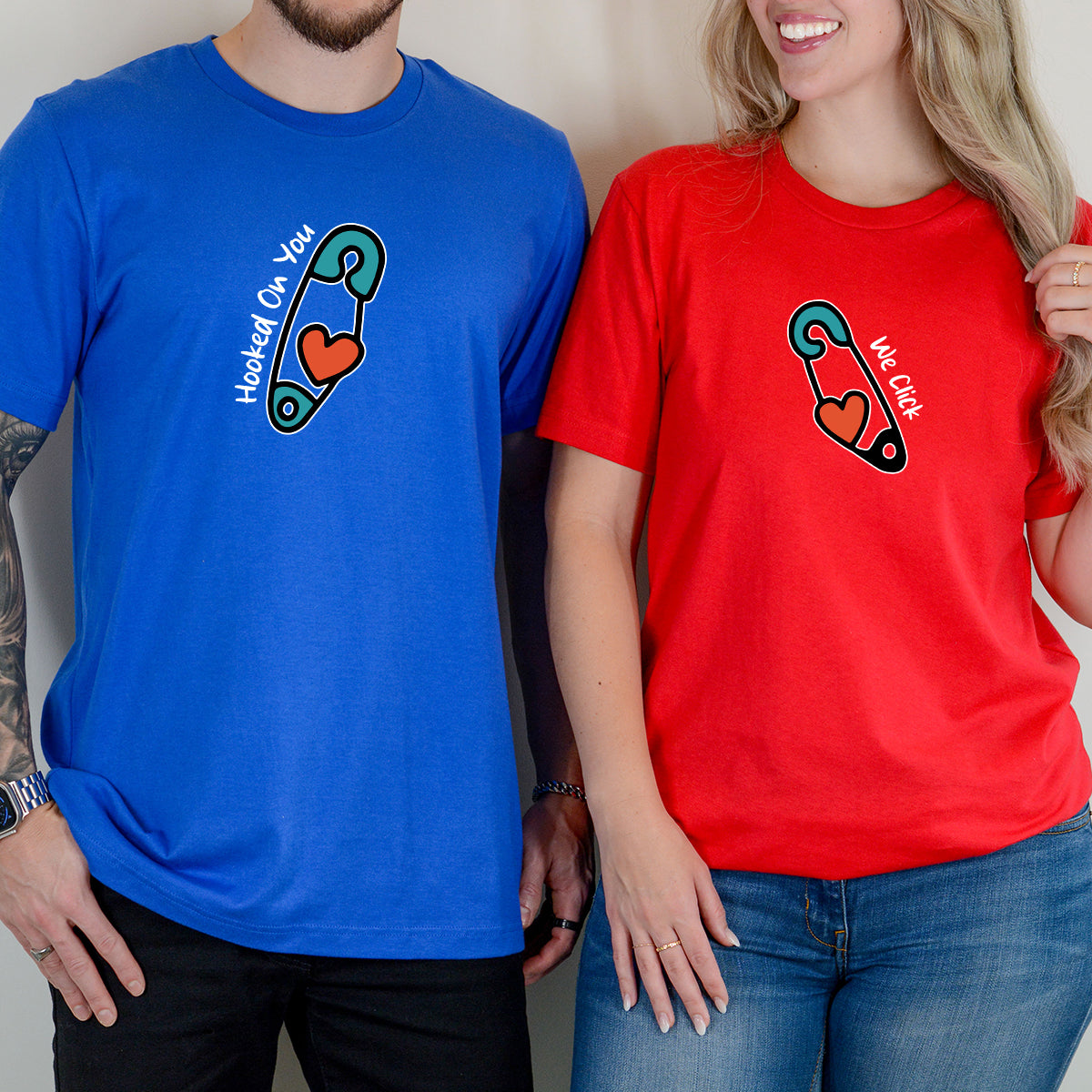Pinned Heart Matching T-Shirts For Couples