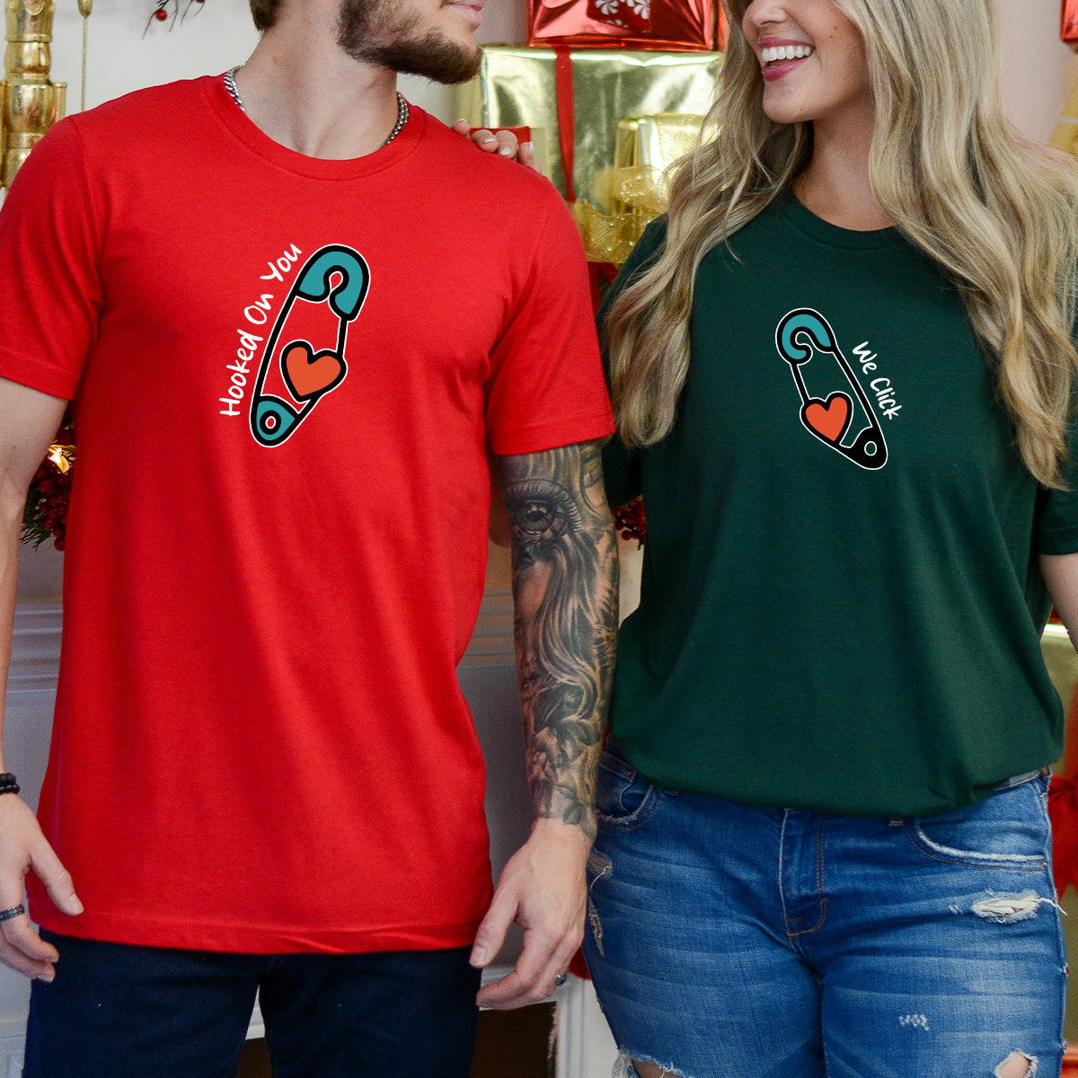 Pinned Heart Matching T-Shirts For Couples