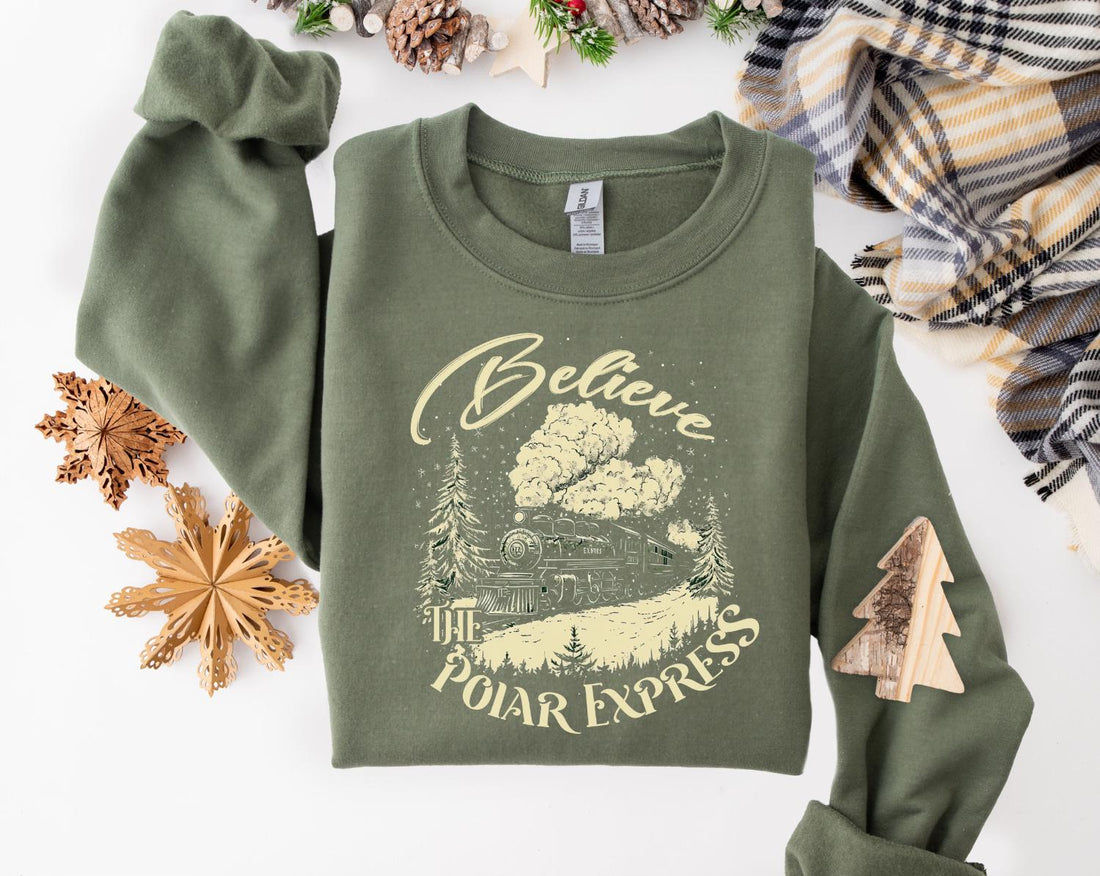 Polar Express Believe Sweater – All Aboard Polar Express Sweatshirt – Christmas Family Trip Hoodie – Polar Express Trip Shirt