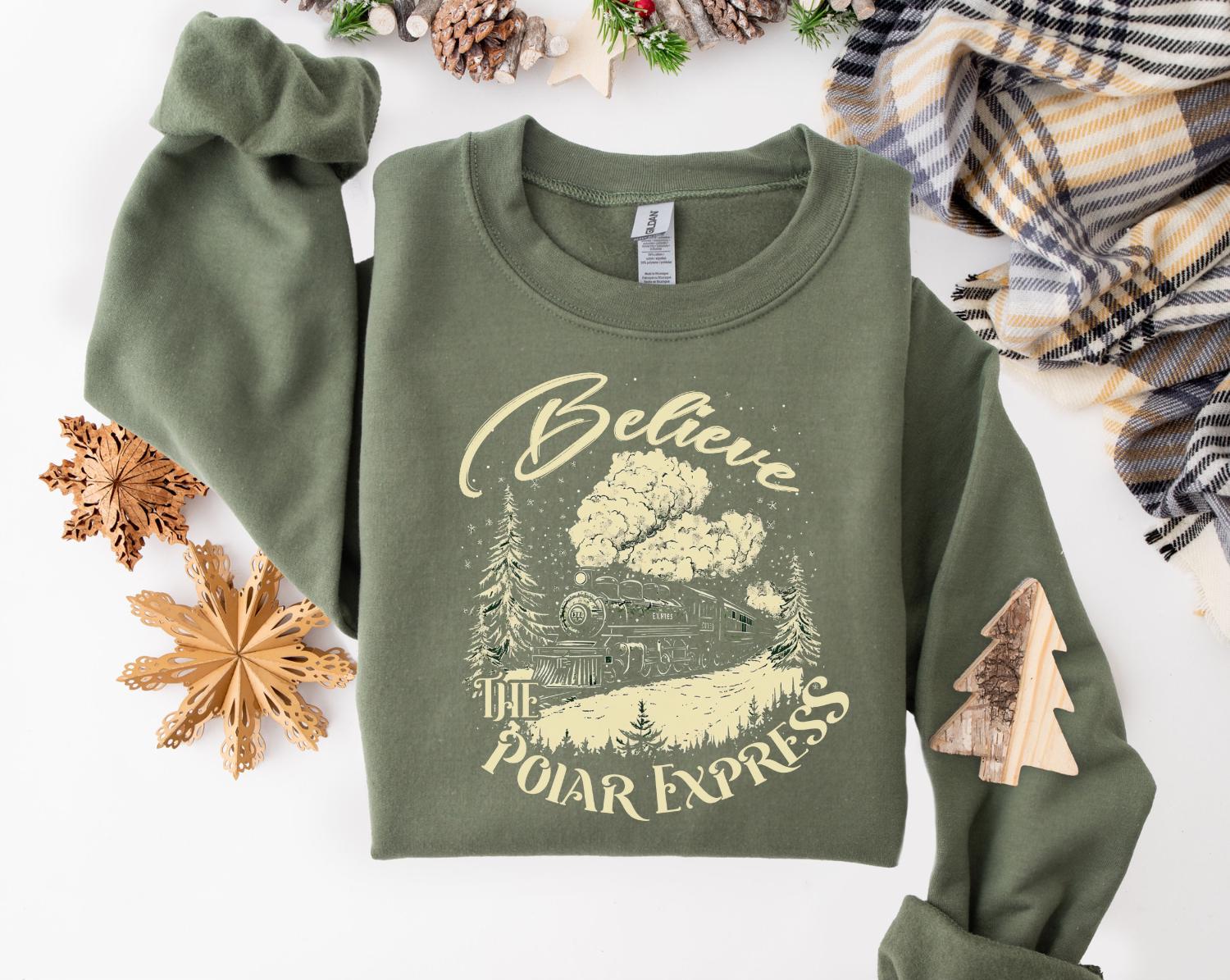 Polar Express Believe Sweater – All Aboard Polar Express Sweatshirt – Christmas Family Trip Hoodie – Polar Express Trip Shirt