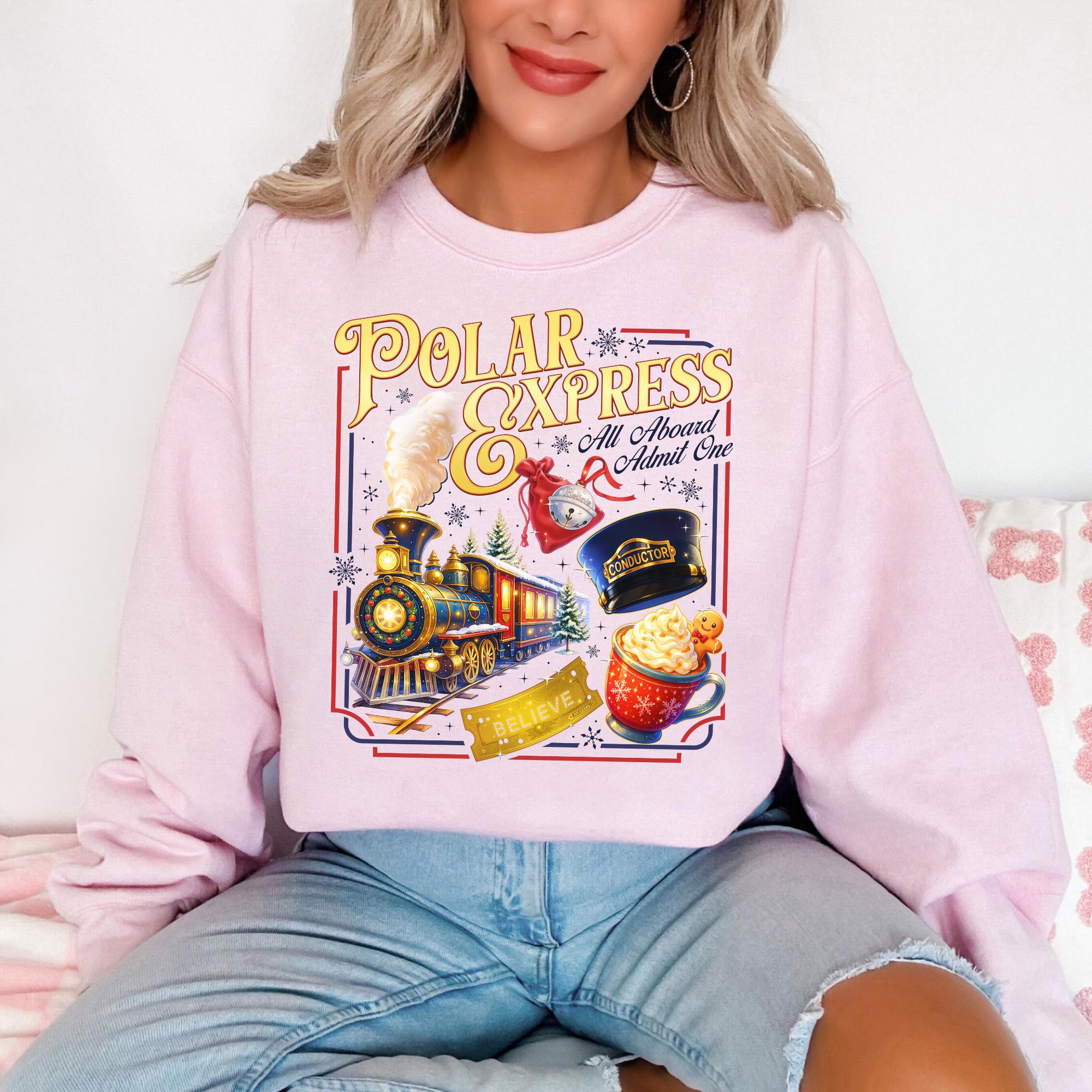 Polar Express Believe Sweatshirt – All Aboard Admit One Shirt – Conductor Hat Christmas Shirt – Train Ride Sweatshirt