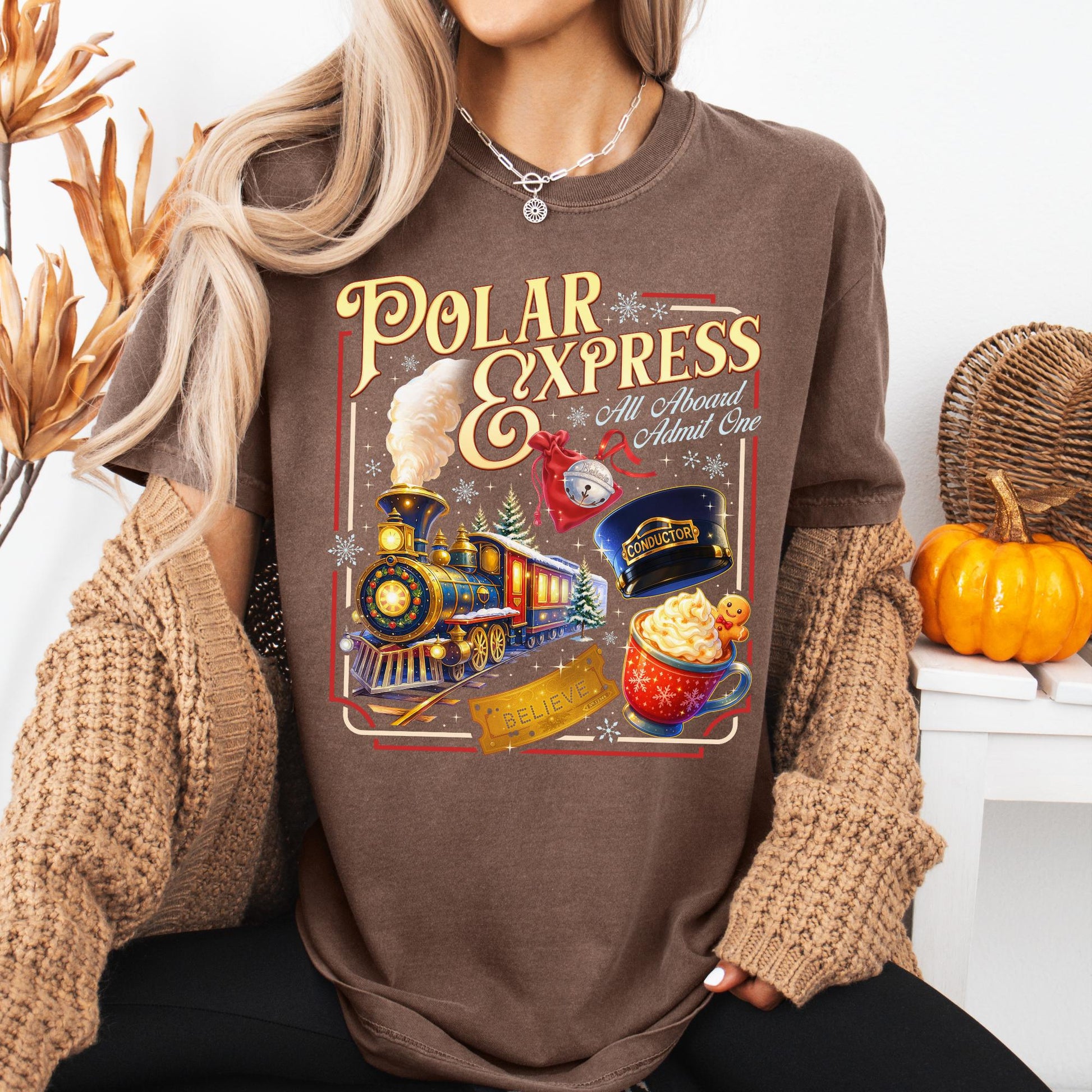 Polar Express Believe Sweatshirt – All Aboard Admit One Shirt – Conductor Hat Christmas Shirt – Train Ride Sweatshirt