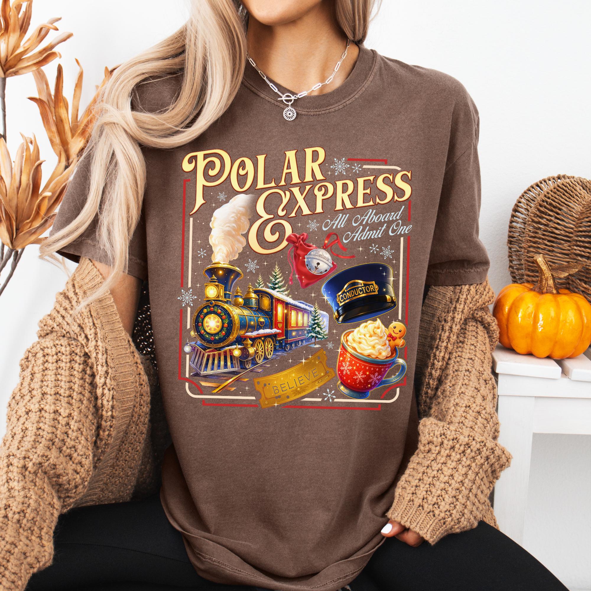 Polar Express Believe Sweatshirt – All Aboard Admit One Shirt – Conductor Hat Christmas Shirt – Train Ride Sweatshirt