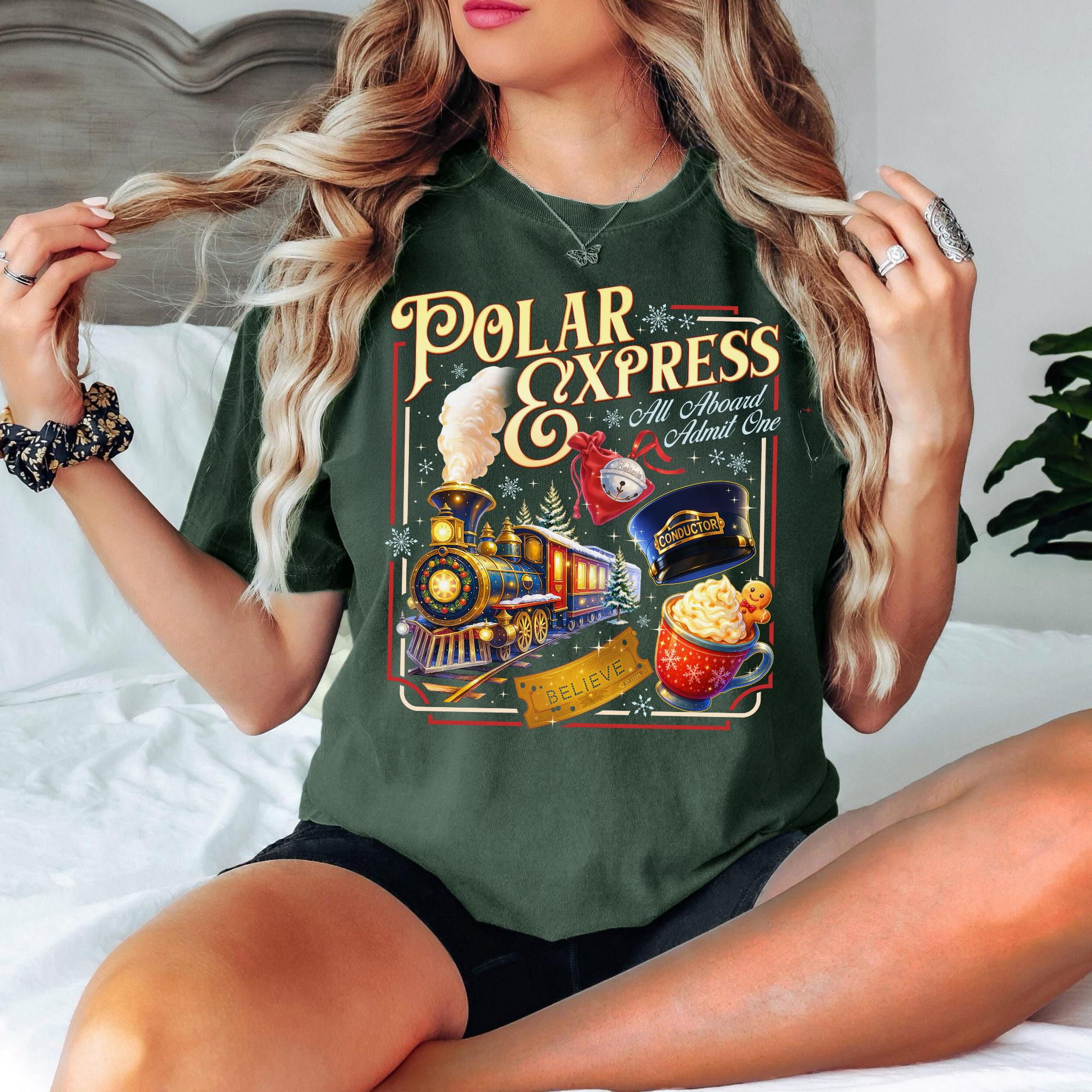 Polar Express Believe Sweatshirt – All Aboard Admit One Shirt – Conductor Hat Christmas Shirt – Train Ride Sweatshirt