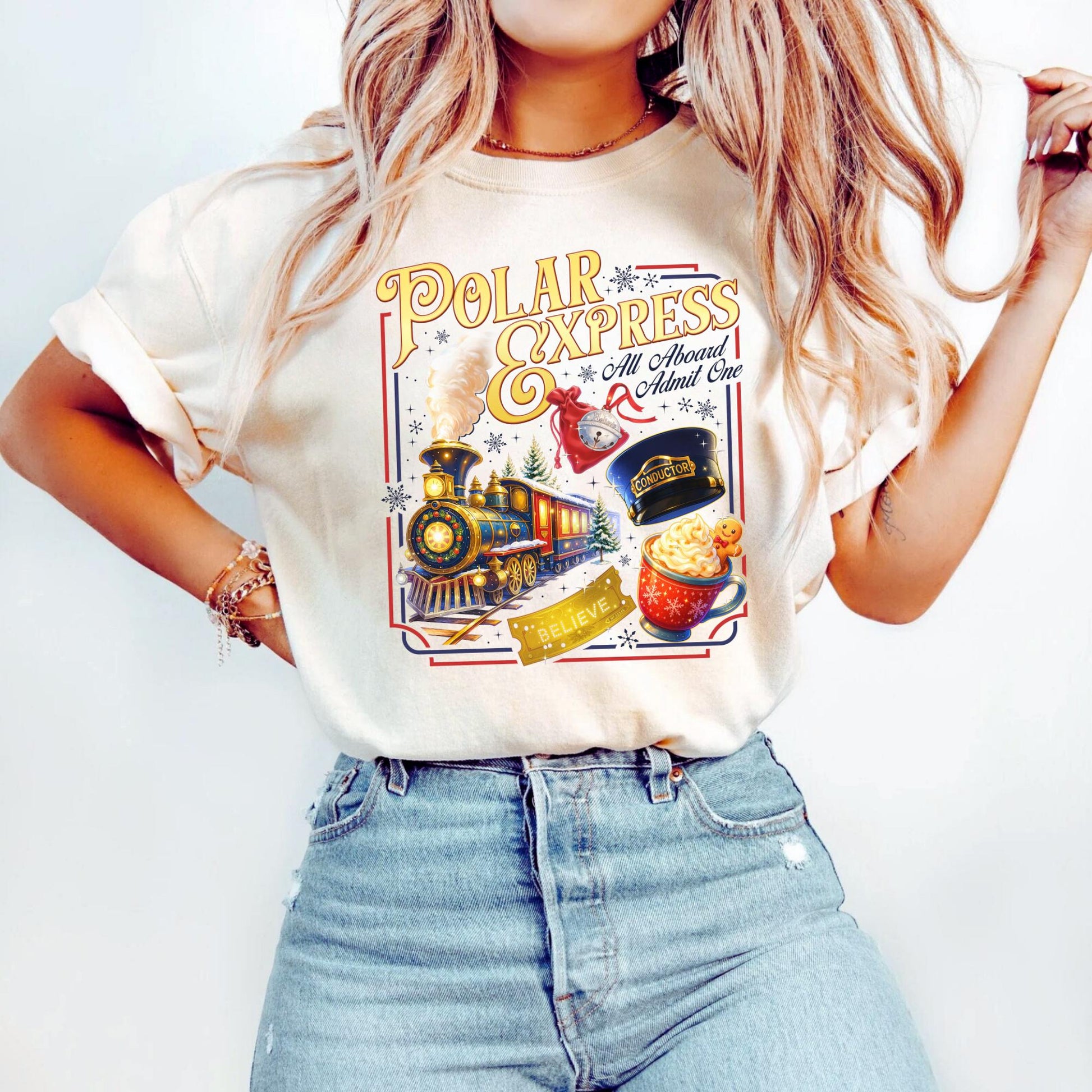 Polar Express Believe Sweatshirt – All Aboard Admit One Shirt – Conductor Hat Christmas Shirt – Train Ride Sweatshirt