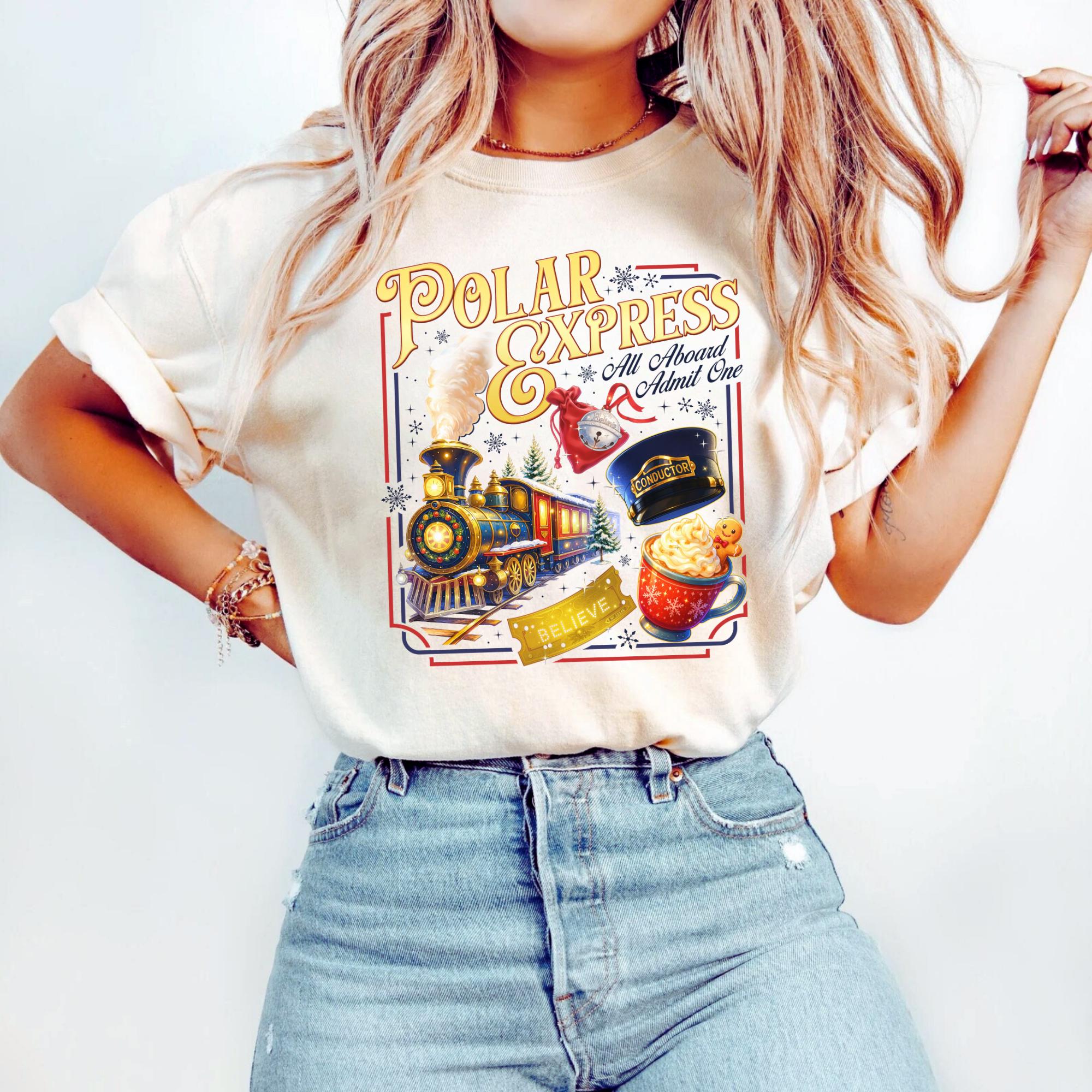 Polar Express Believe Sweatshirt – All Aboard Admit One Shirt – Conductor Hat Christmas Shirt – Train Ride Sweatshirt