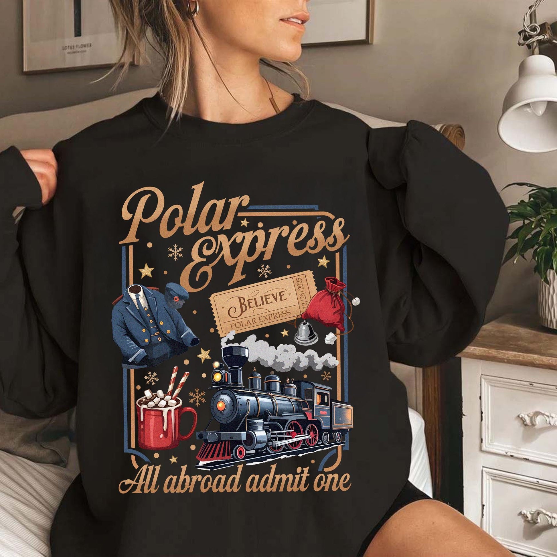 Polar Express Inspired Shirt – Christmas Believe Sweater, All Aboard Holiday T-Shirt, Merry Christmas Hoodie Gift 2025