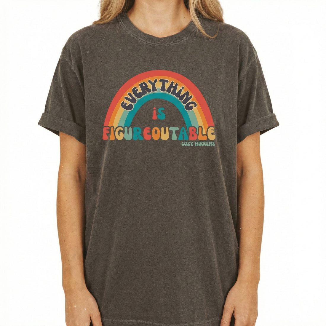 Positive Mindset Rainbow Typography Graphic T-Shirt – Retro Inspirational Tee
