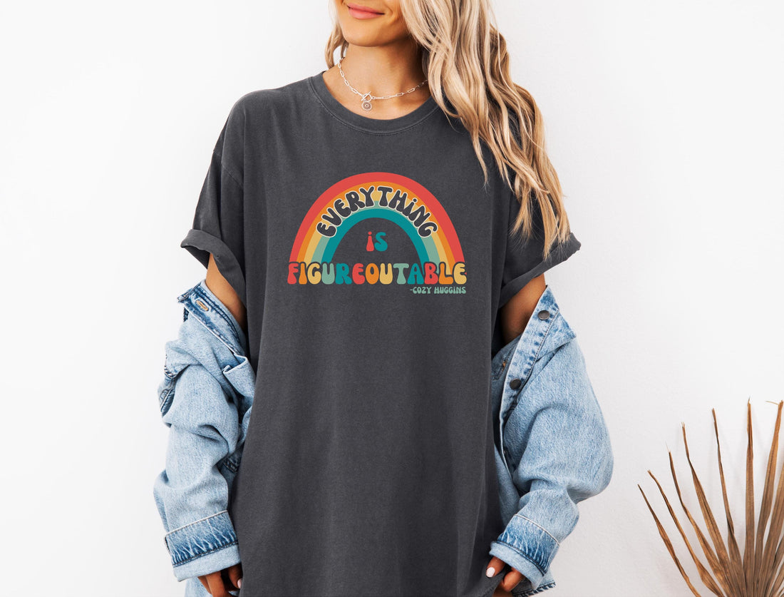 Positive Mindset Rainbow Typography Graphic T-Shirt – Retro Inspirational Tee