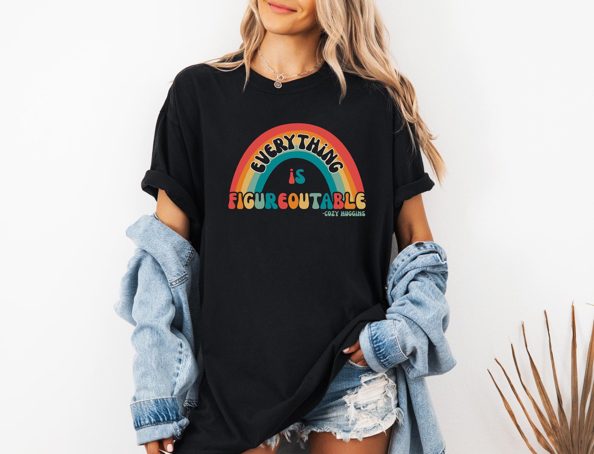 Positive Mindset Rainbow Typography Graphic T-Shirt – Retro Inspirational Tee