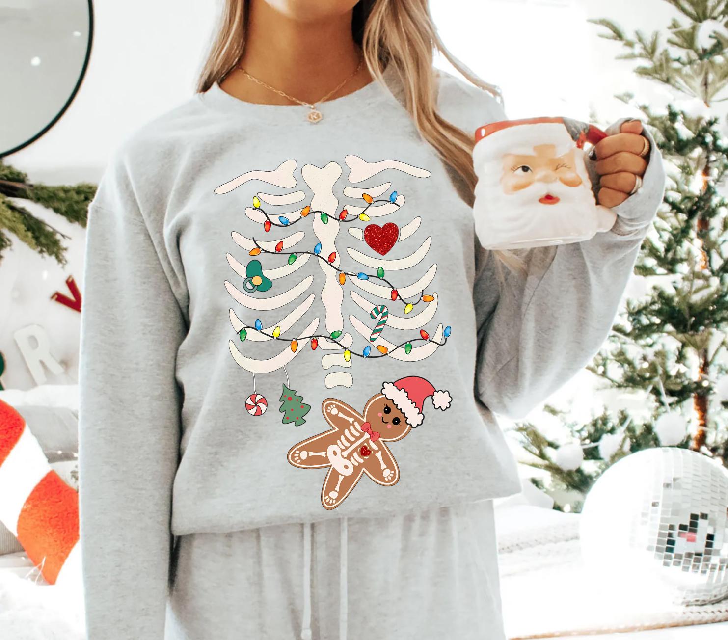 Pregnant Christmas Sweatshirt – Pregnancy Announcement Shirt, New Mom Christmas Baby Reveal Tee