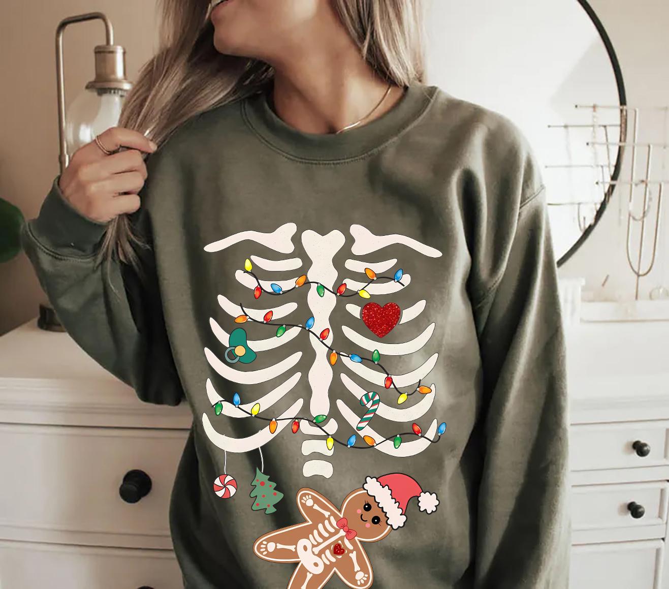 Pregnant Christmas Sweatshirt – Pregnancy Announcement Shirt, New Mom Christmas Baby Reveal Tee