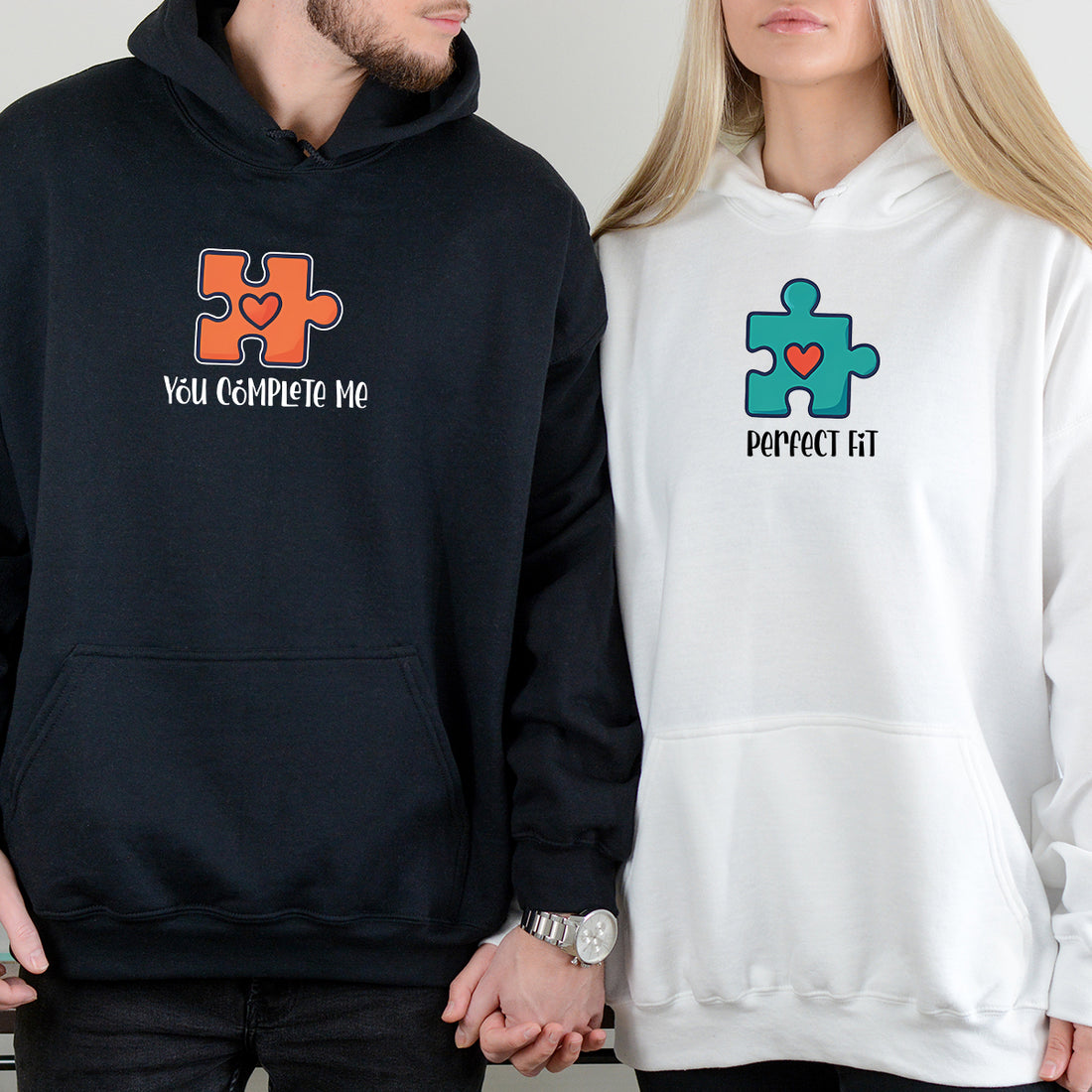 Puzzle Heart Matching Hoodies For Couples