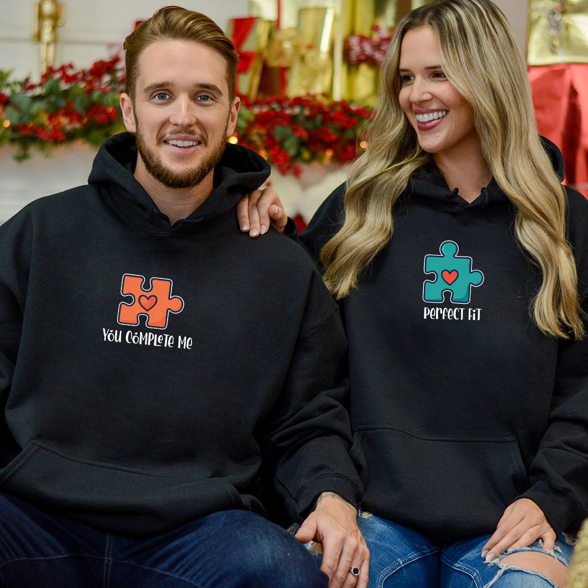 Puzzle Heart Matching Hoodies For Couples
