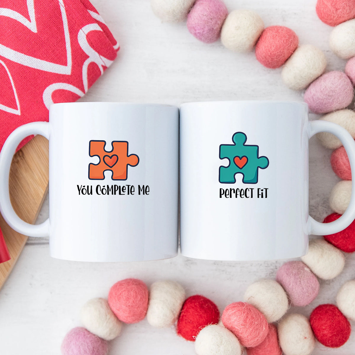 Puzzle Heart Matching Mugs For Couples