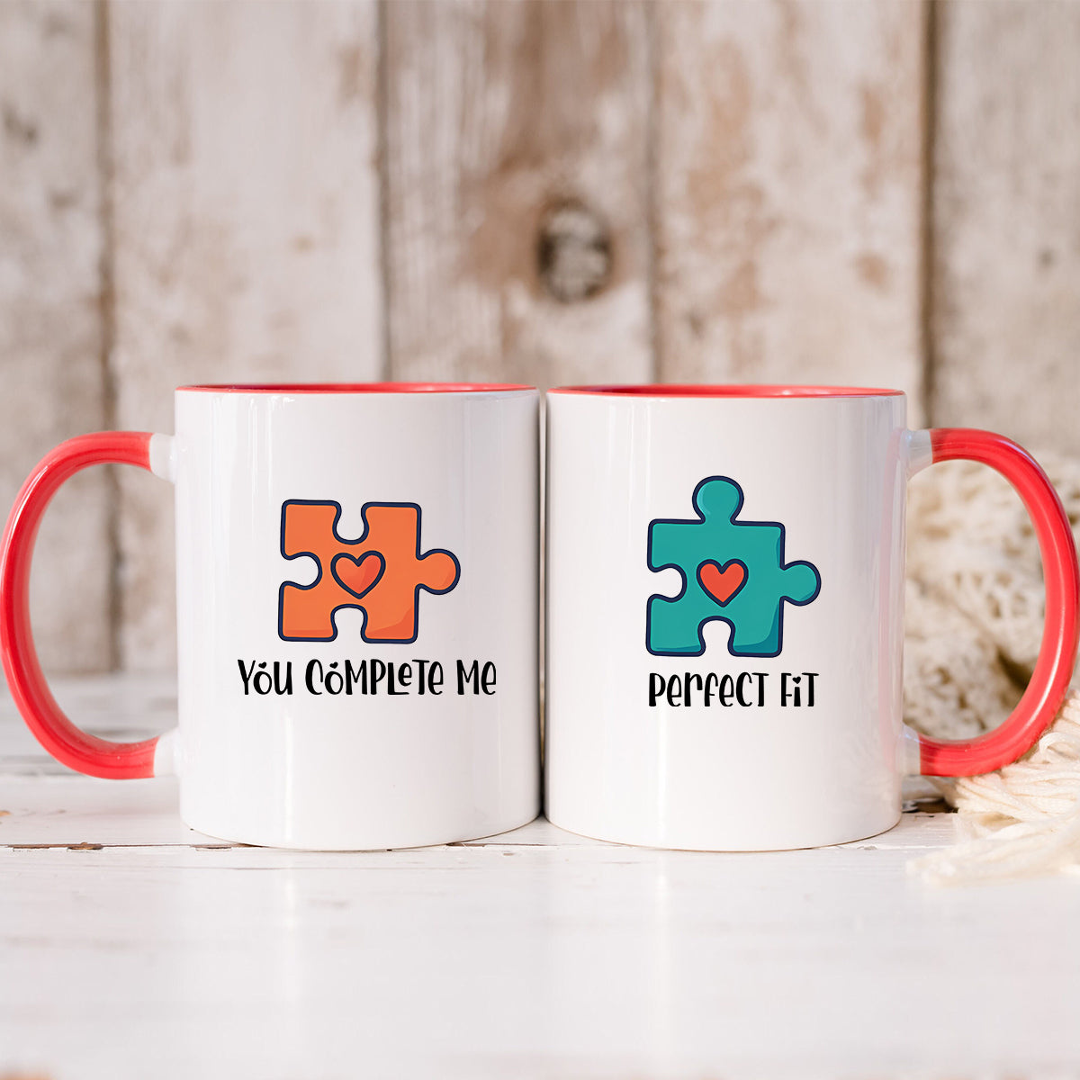 Puzzle Heart Matching Mugs For Couples
