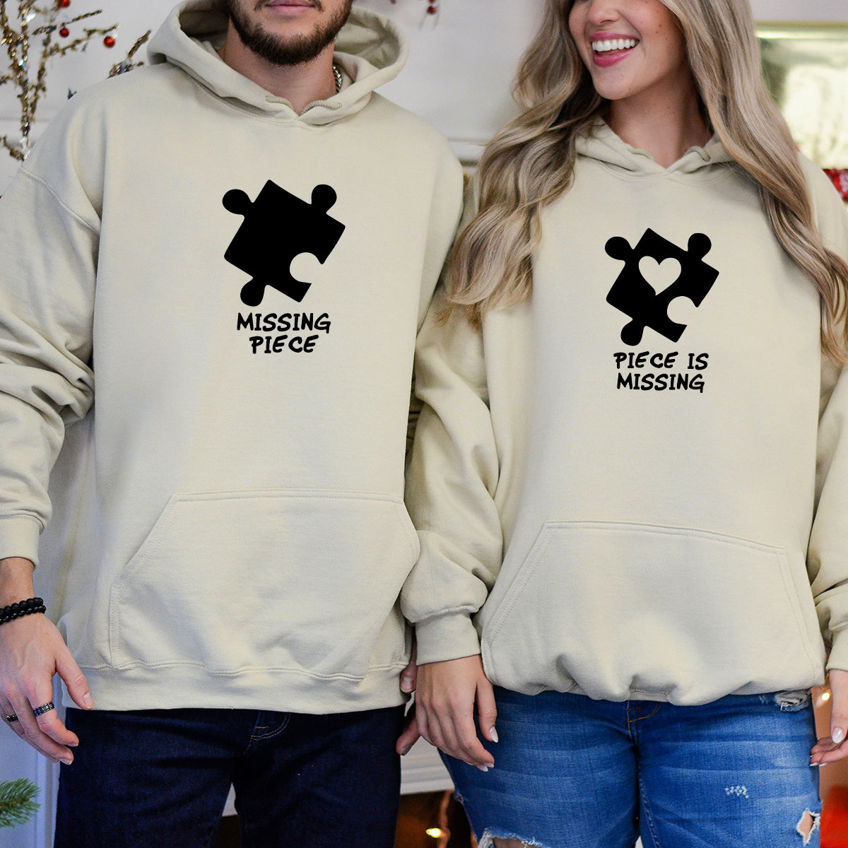 Puzzle Missing Piece Matching Hoodies For Couples