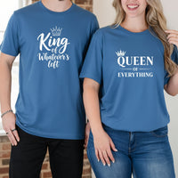 Queen Of Everything King Of Whatever's Left Funny Matching T-Shirts For Couples