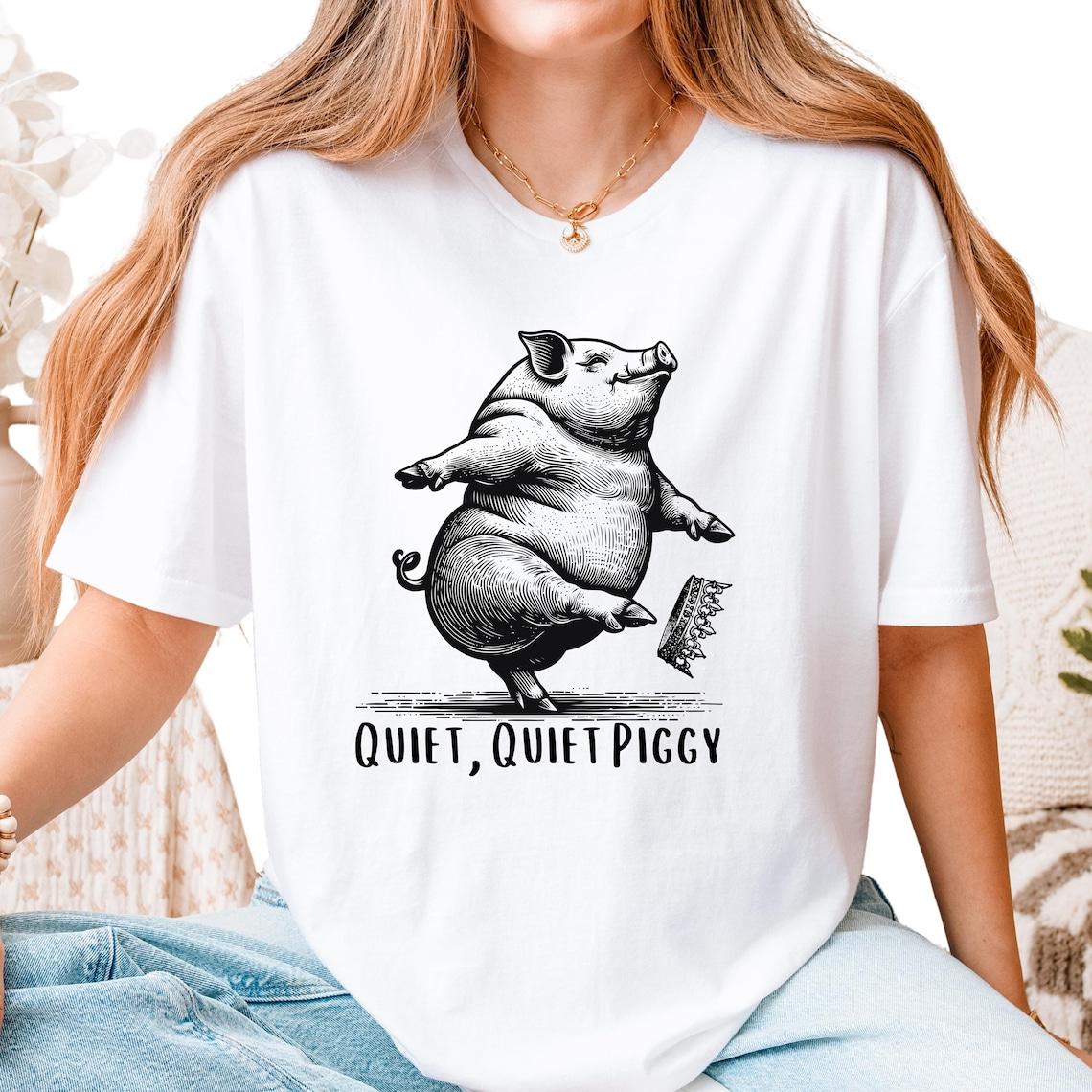 Quiet Piggy T-Shirt – Funny Dancing Pig Satirical Political Graphic Tee