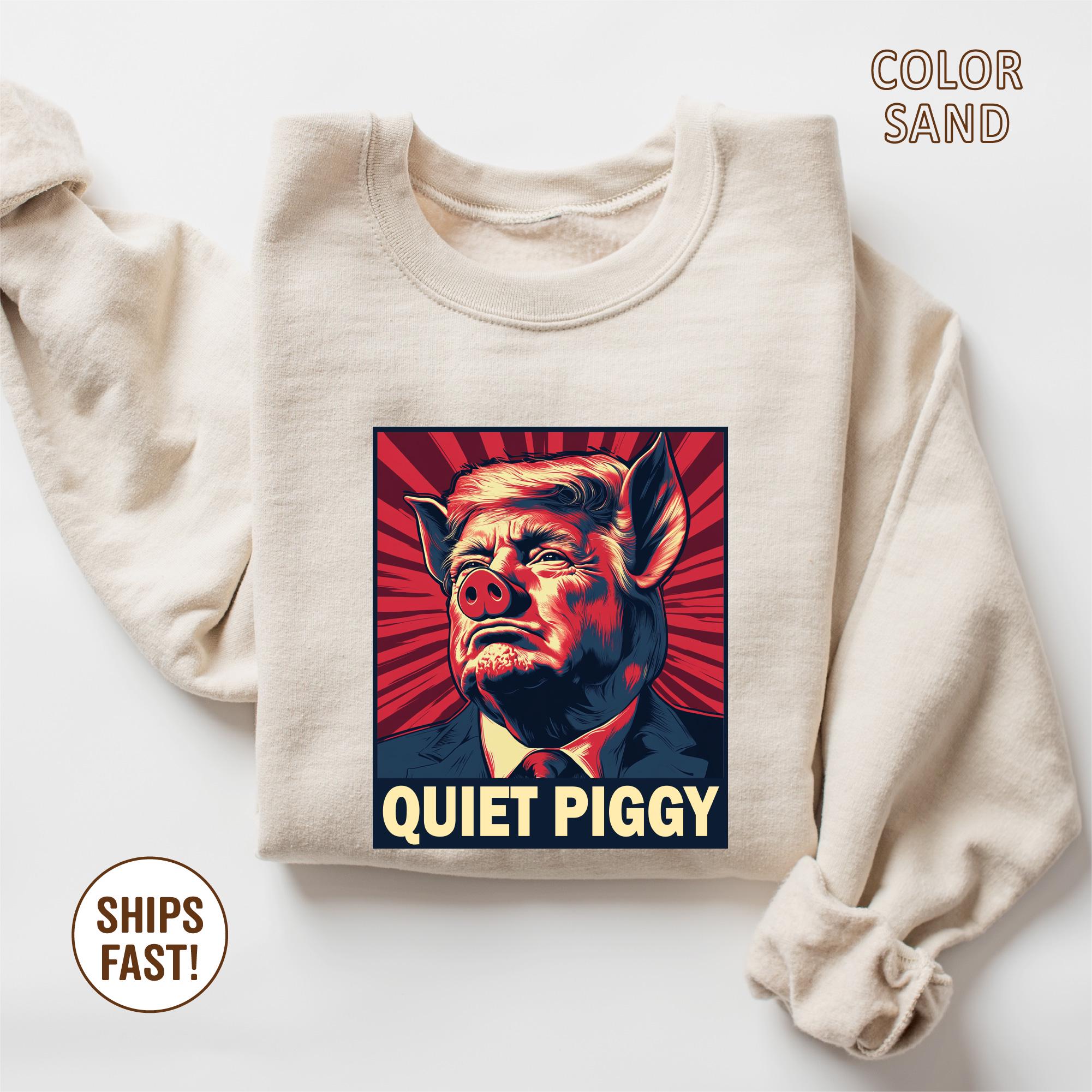 Funny Quiet Piggy Shirt – Satirical Humor Graphic T-Shirt