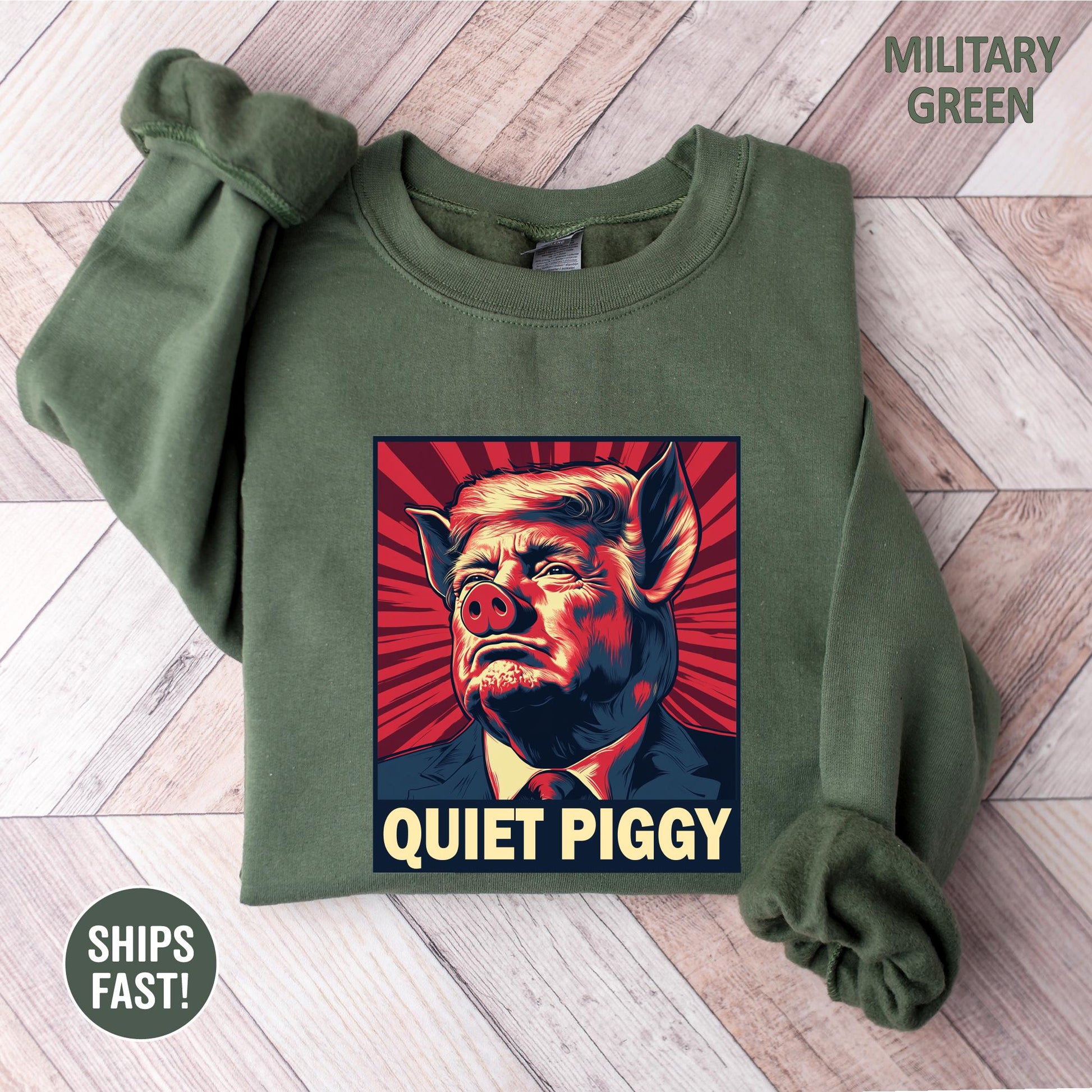 Funny Quiet Piggy Shirt – Satirical Humor Graphic T-Shirt