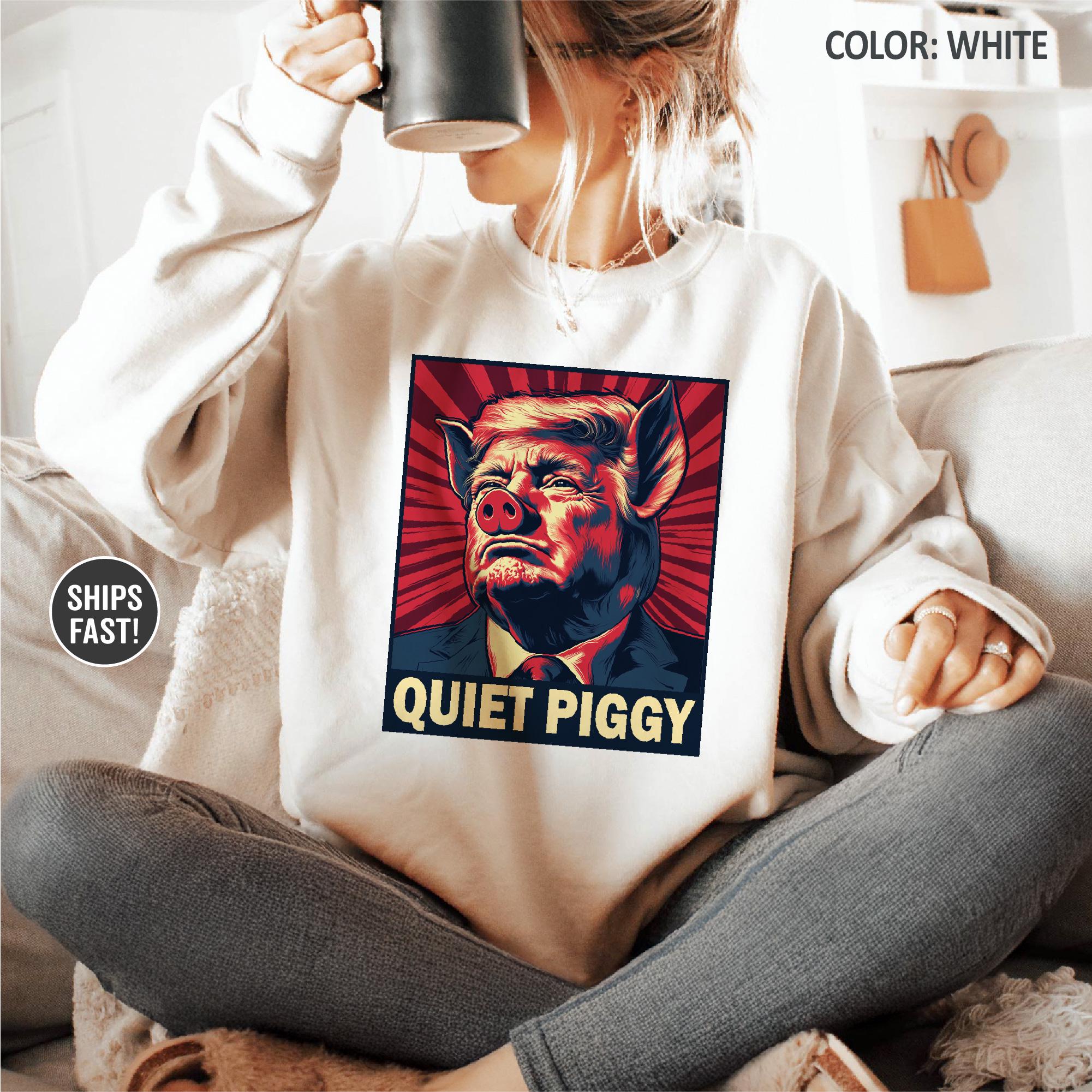 Funny Quiet Piggy Shirt – Satirical Humor Graphic T-Shirt