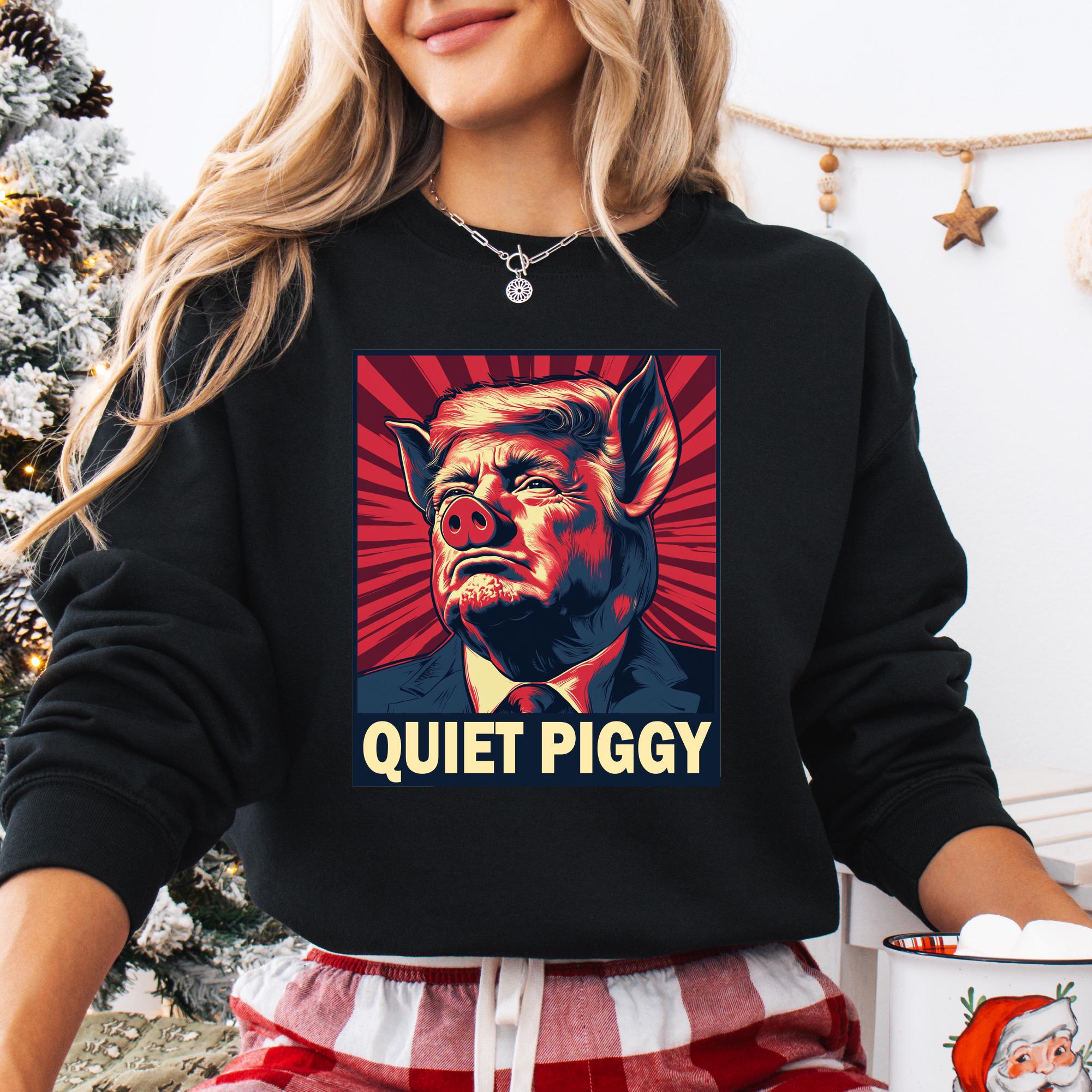 Funny Quiet Piggy Shirt – Satirical Humor Graphic T-Shirt