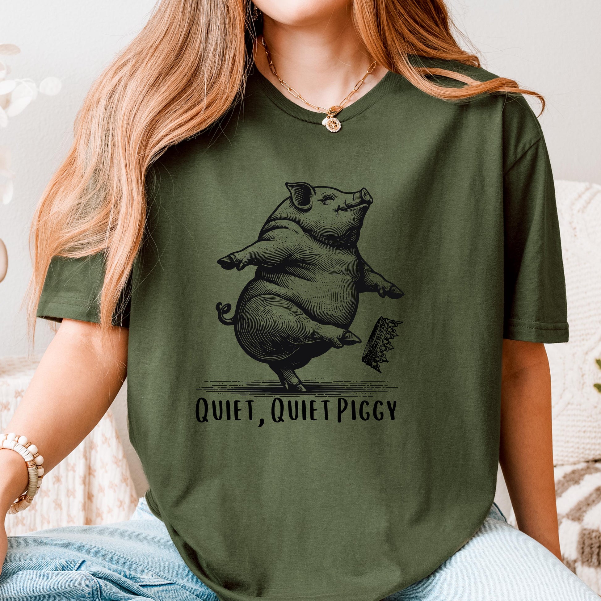 Quiet Piggy T-Shirt – Funny Satirical Political Parody Graphic Tee