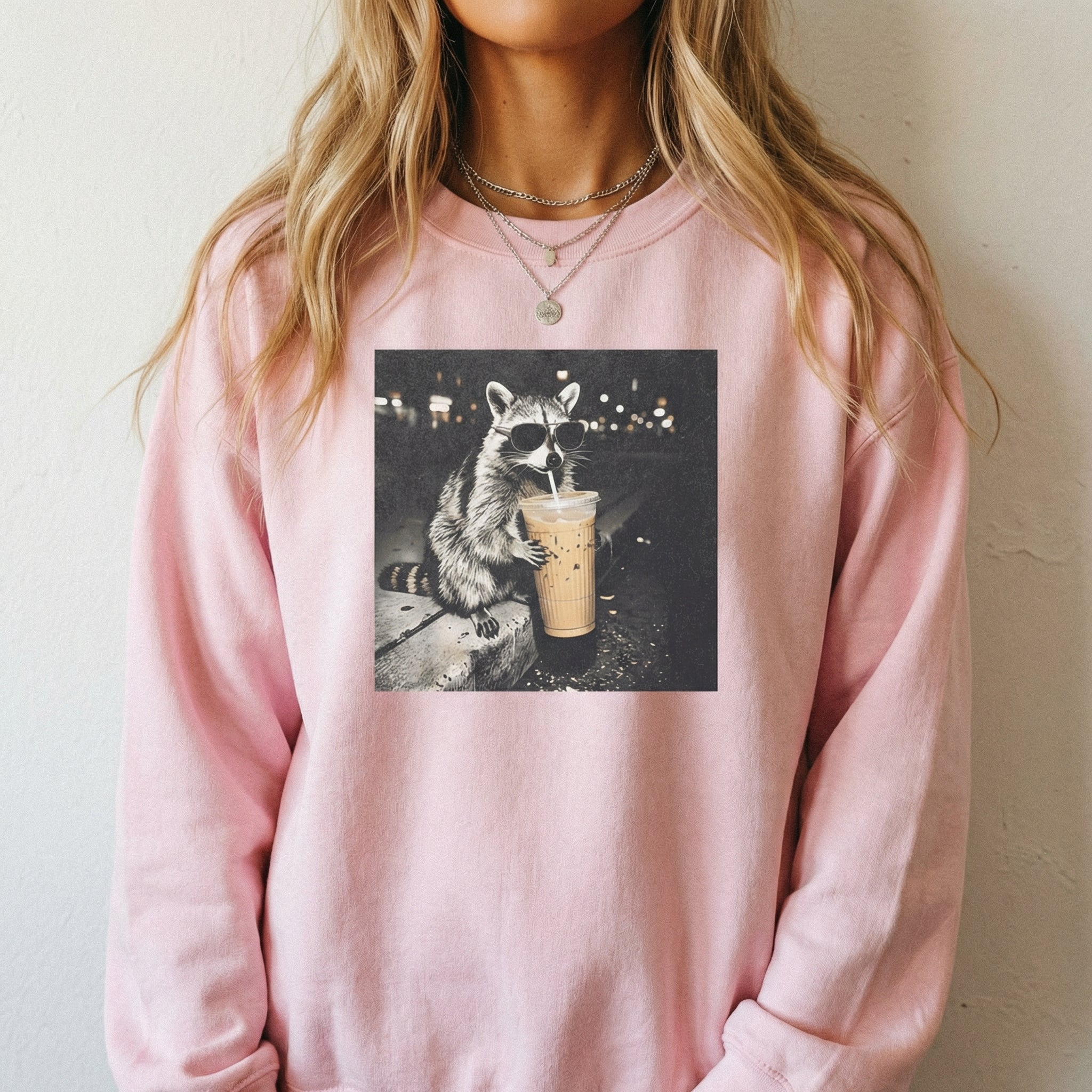 Raccoon Drinking Iced Coffee Shirt – Funny Animal Meme Coffee Lover Tee