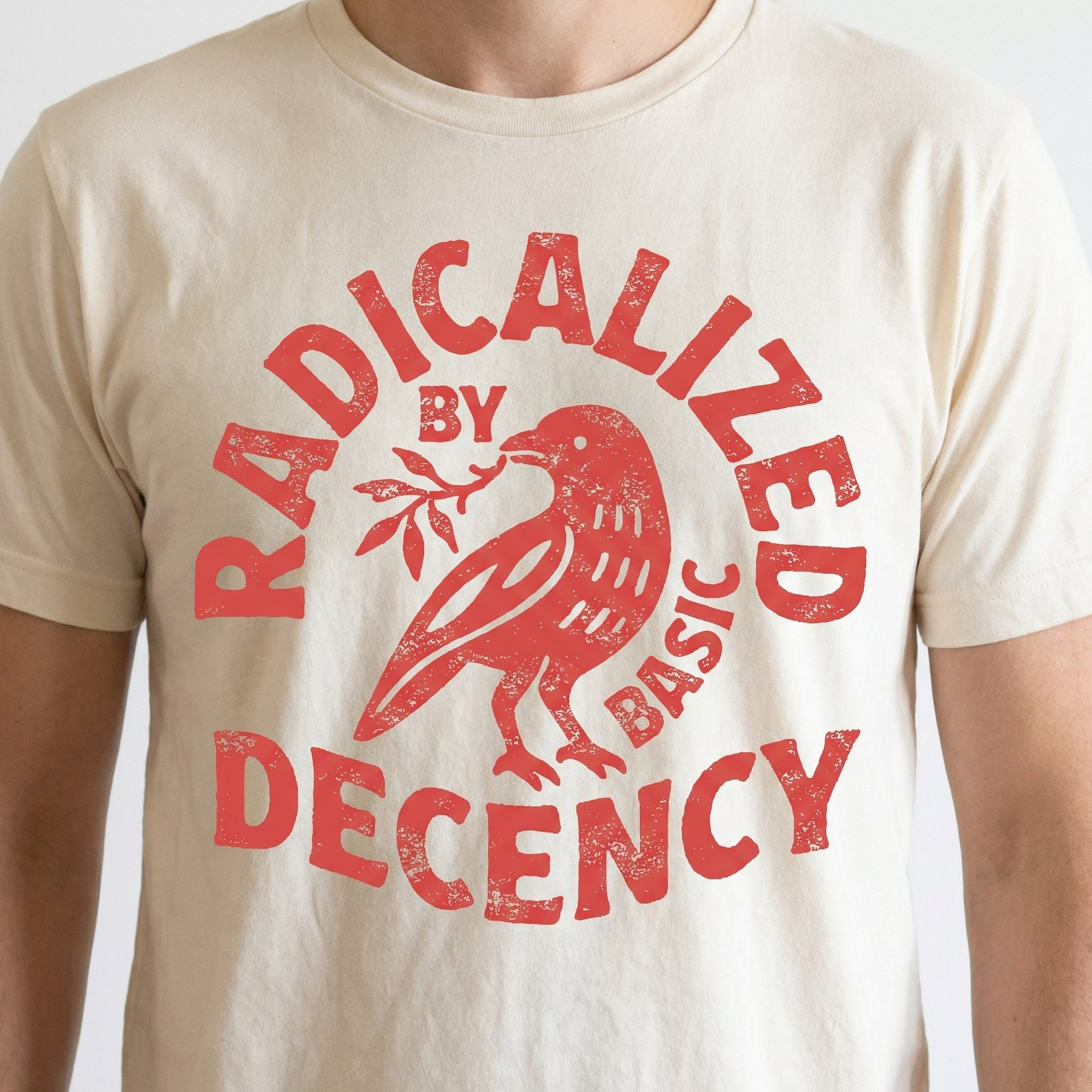 Radicalized by Basic Decency Graphic T-Shirt – Activist Statement Tee