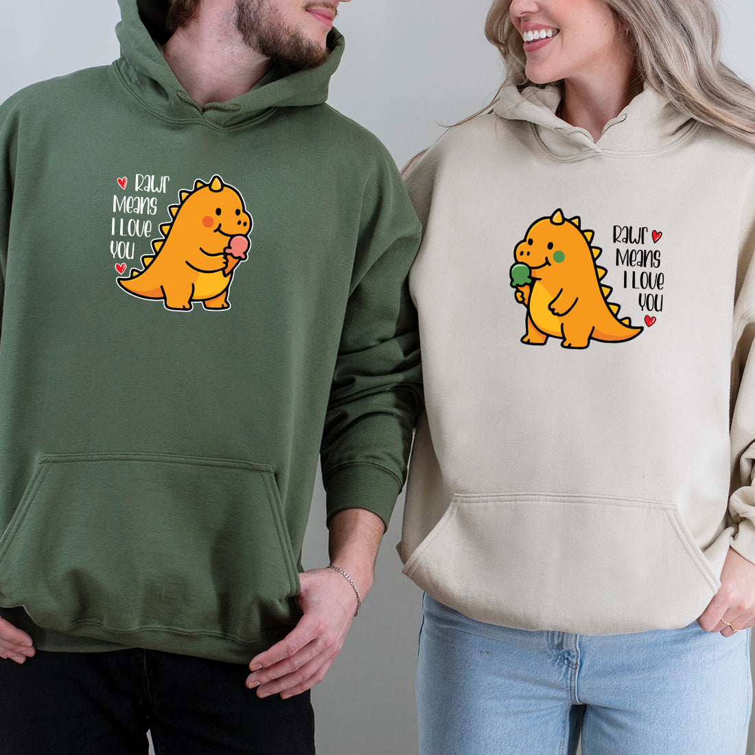 Rawr Love Matching Hoodies For Couples