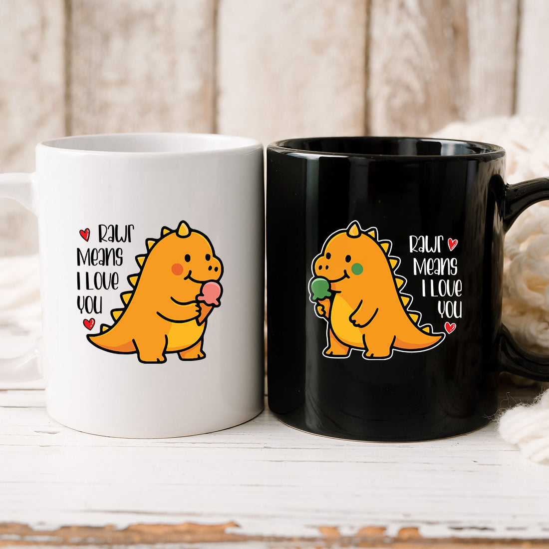 Rawr Love Matching Mugs For Couples