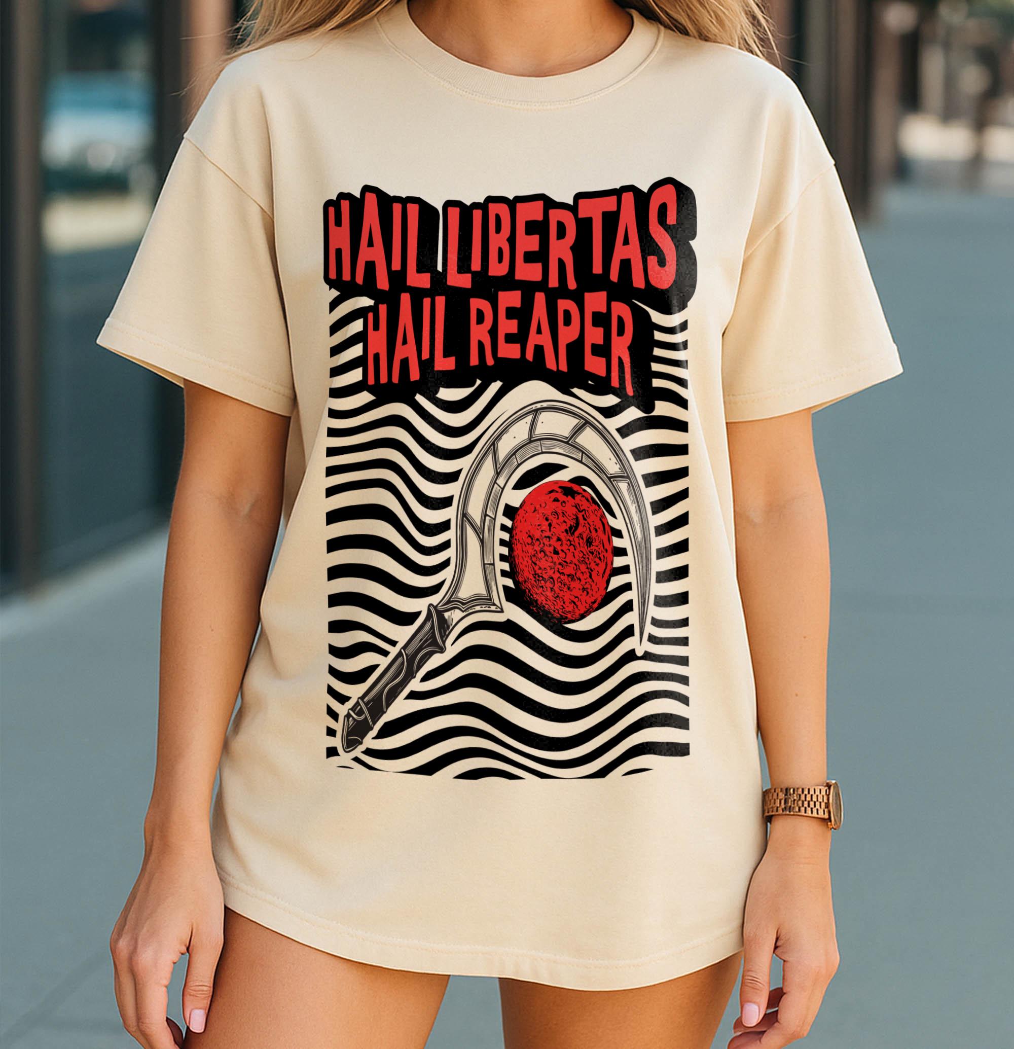 Vintage Hail Libertas T-Shirt – Retro Reaper Inspired Sci-Fi Fan Graphic Tee