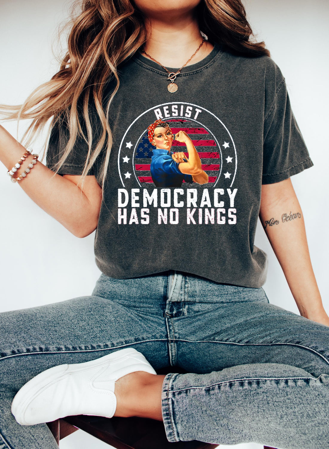 Resist Democracy Has No Kings T-Shirt – Patriotic Political Graphic Tee