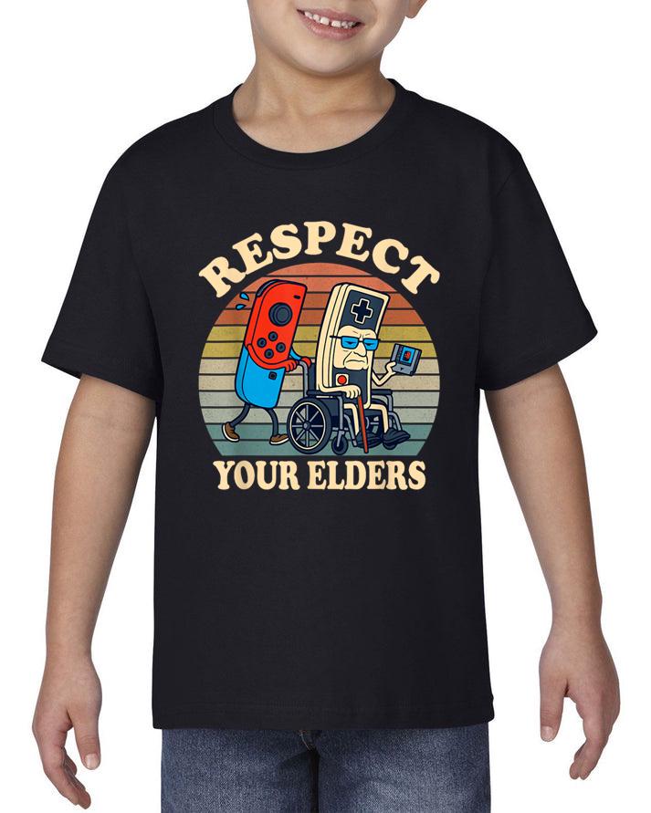 Respect Your Elders Shirt – Funny Retro Gaming Tee – 80s Gamer Controller T Shirt