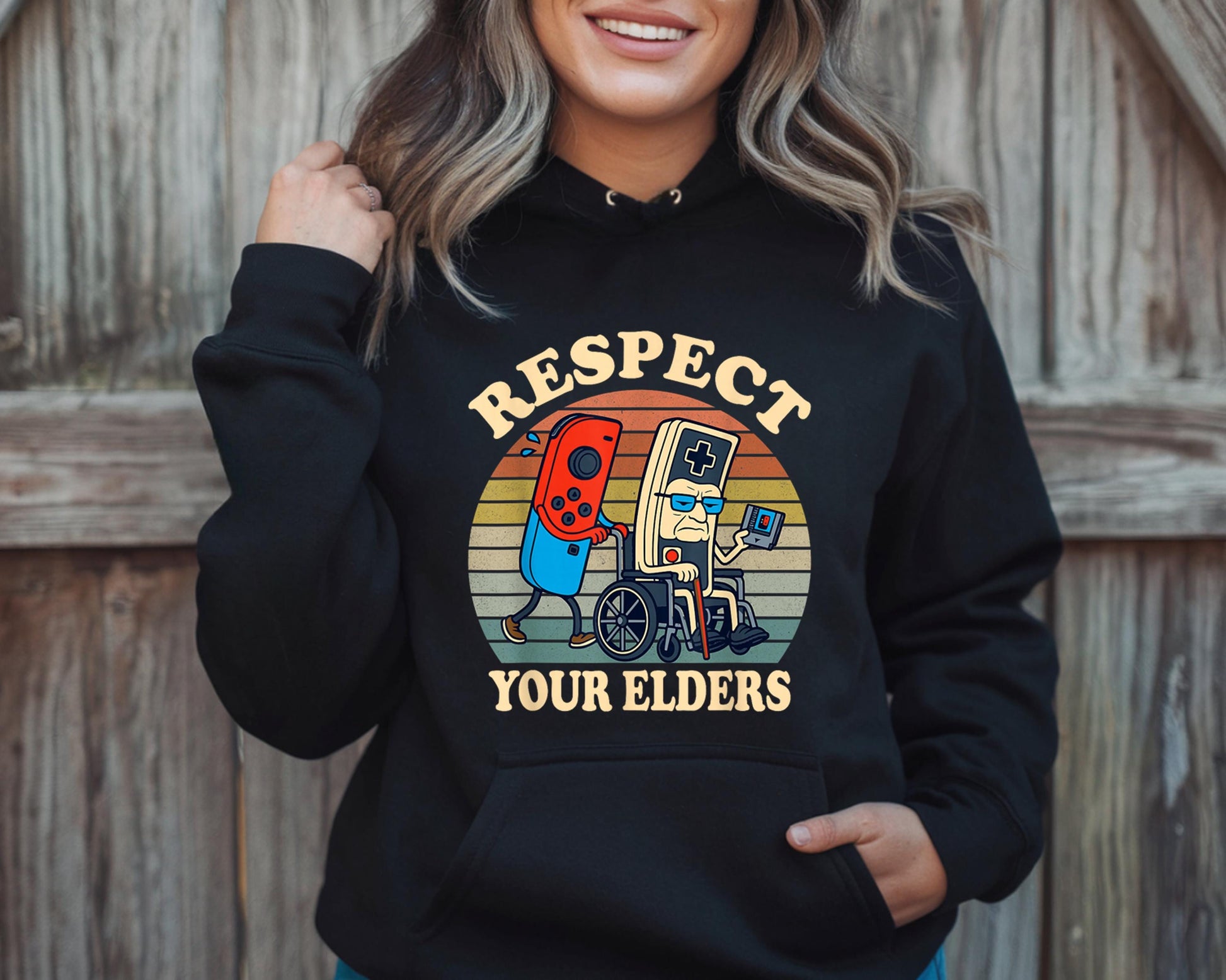 Respect Your Elders Shirt – Funny Retro Gaming Tee – 80s Gamer Controller T Shirt