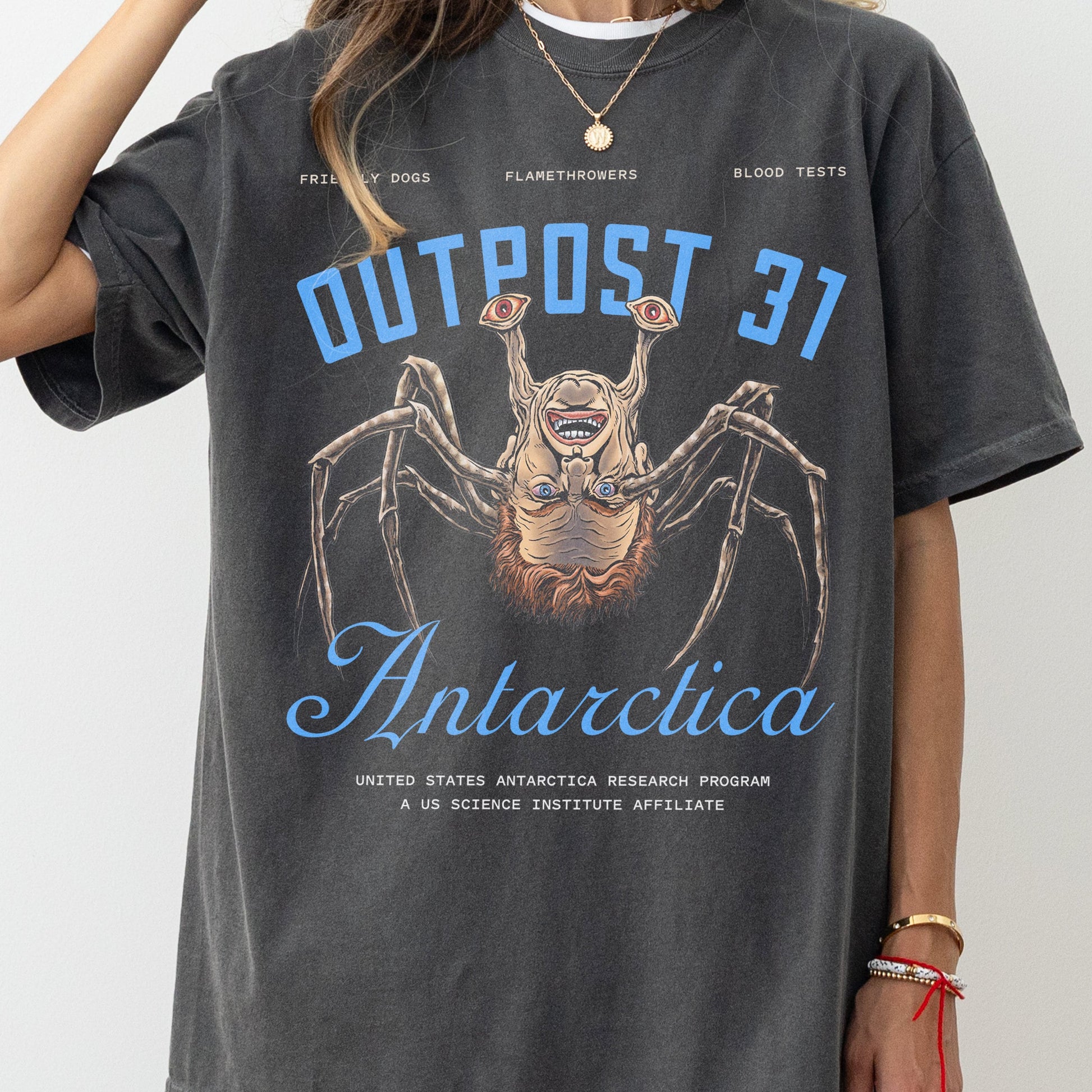 Retro 80s Horror Movie T-Shirt – Outpost 31 The Thing Monster Graphic Tee