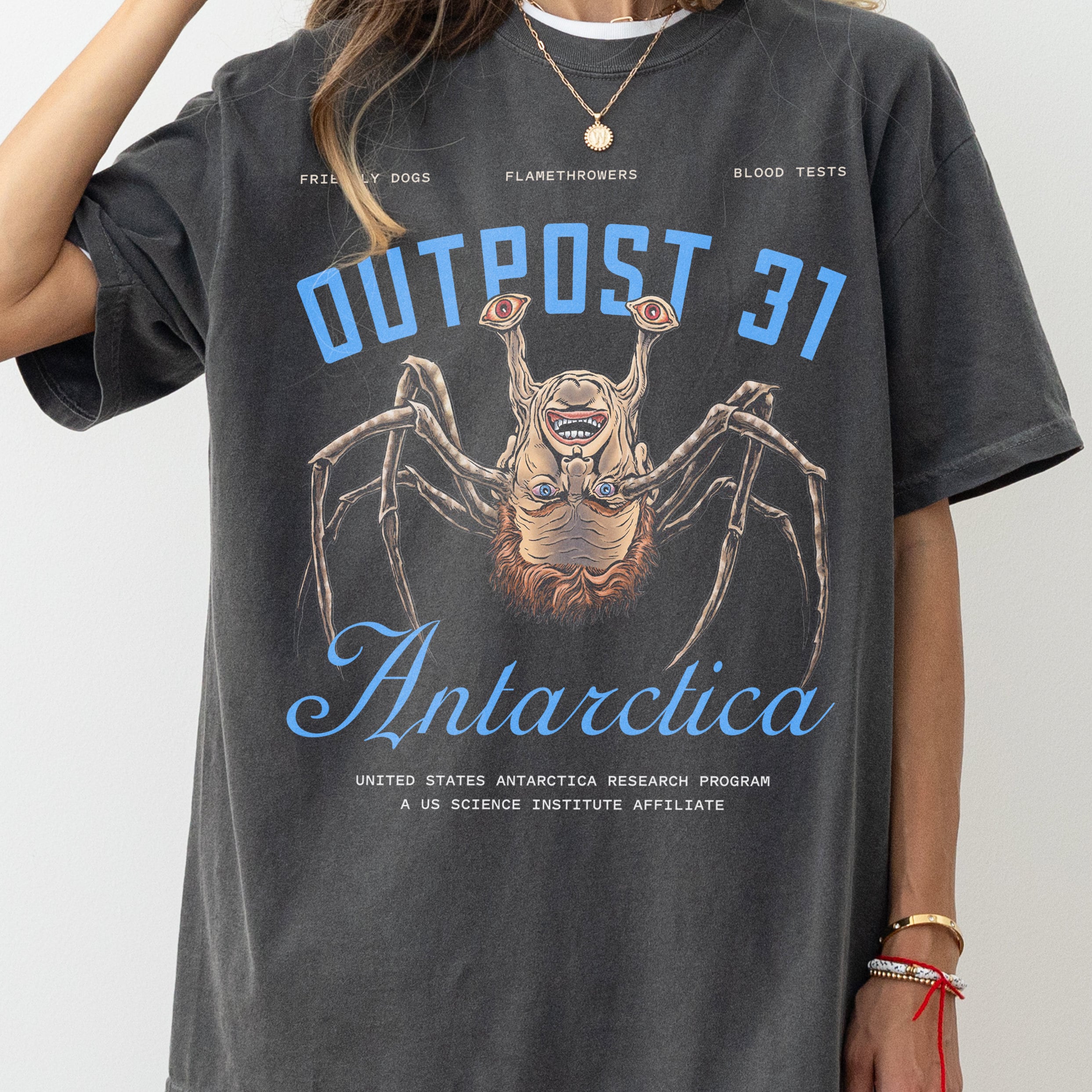 Retro 80s Horror Movie T-Shirt – Outpost 31 The Thing Monster Graphic Tee
